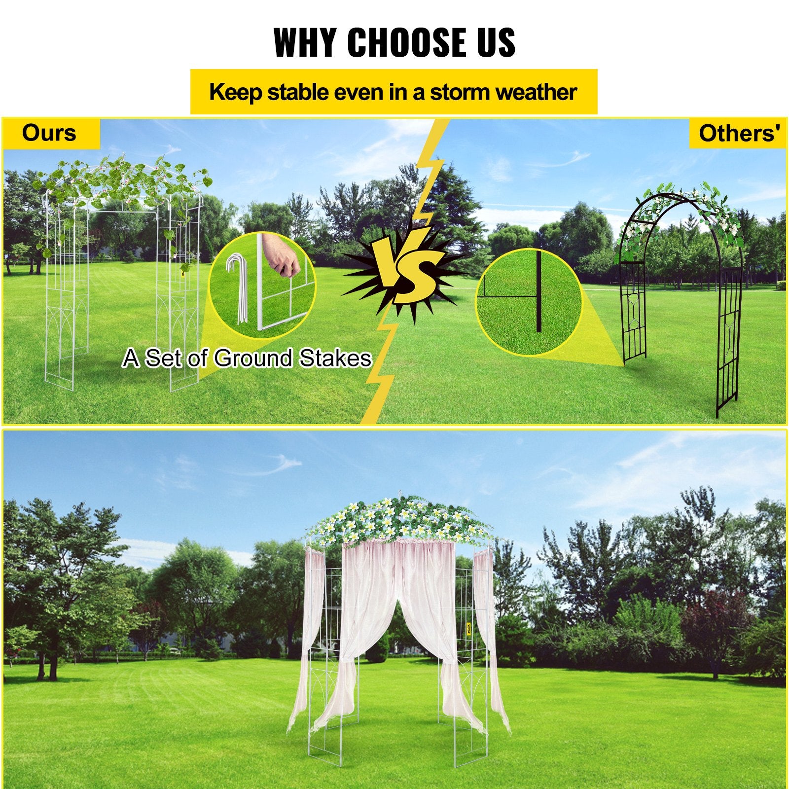 Garden Arbor Birdcage Shape Wrought Iron Wedding Arch Trellis White