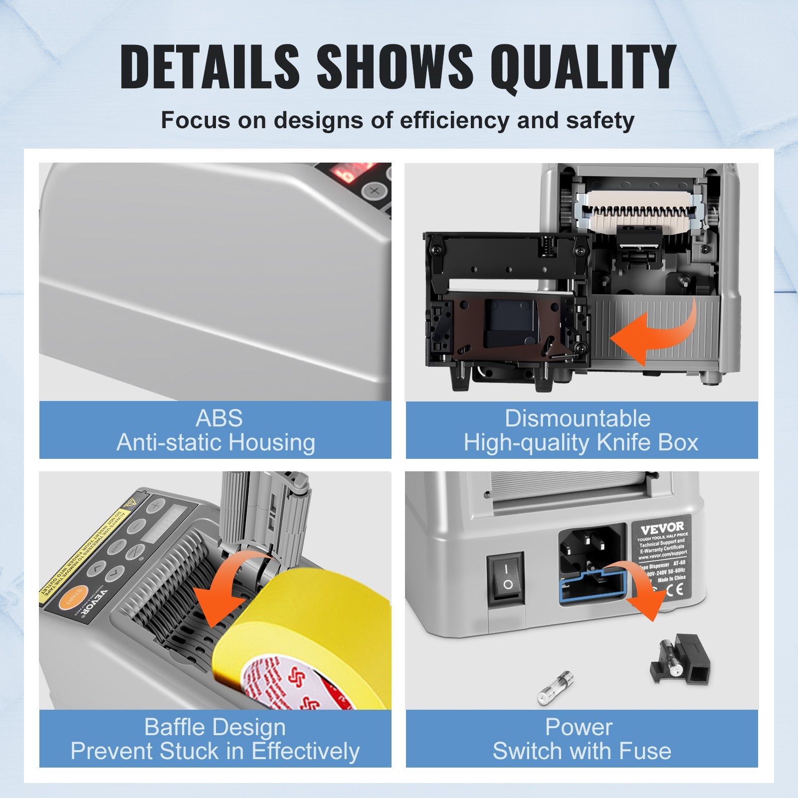 Automatic Tape Dispenser Electric Cutter 6-60mm Width 25W Machine