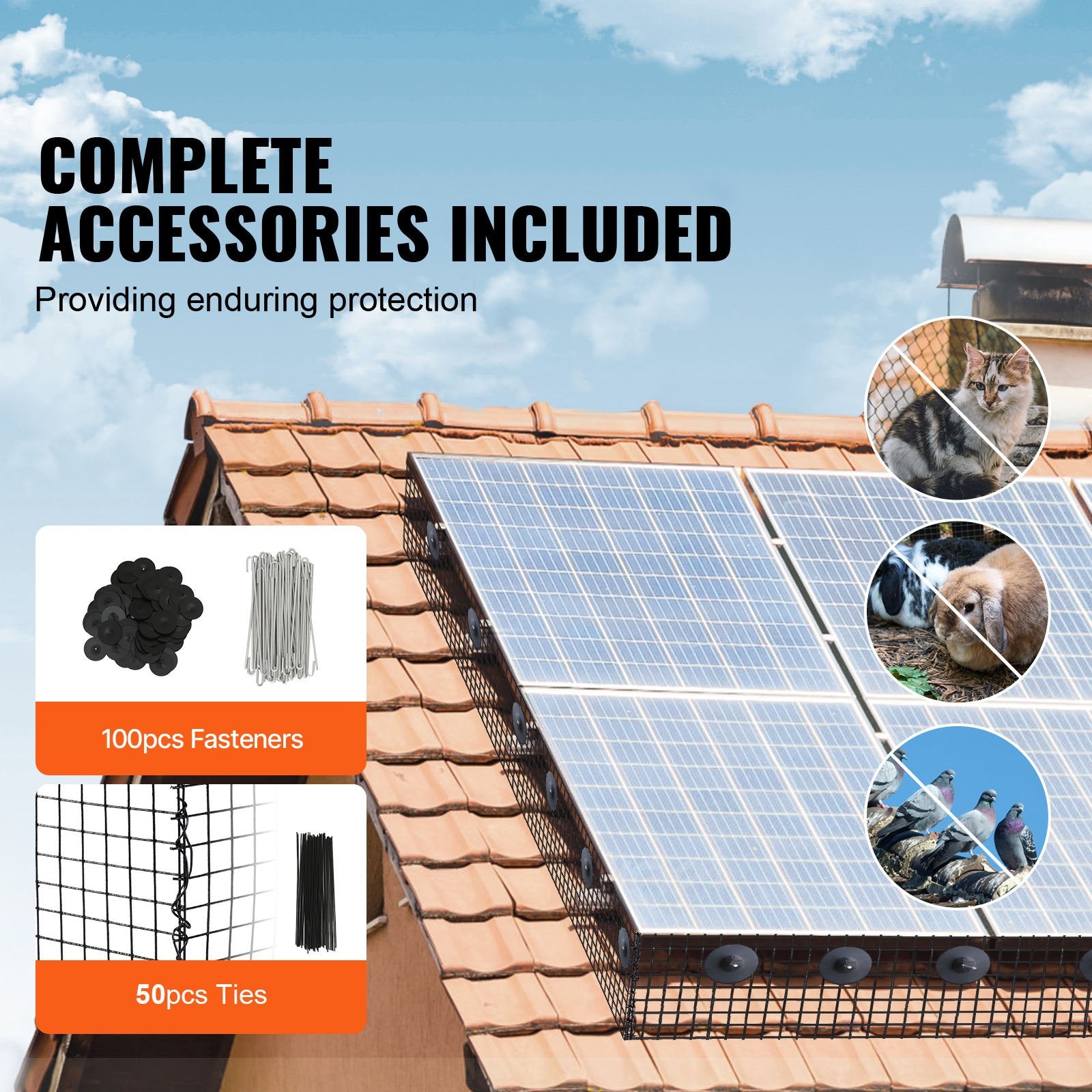 Solar Panel Bird Guard 6x100ft Critter Guard 100 Aluminum Fasteners PVC Coat