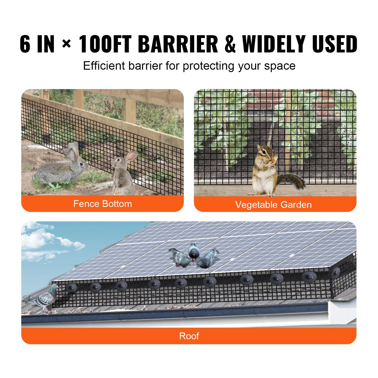 Solar Panel Bird Guard 6x100ft Critter Guard 100 Aluminum Fasteners PVC Coat