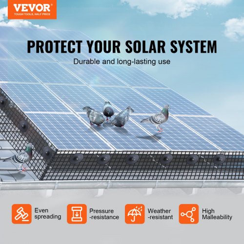VEVOR 8" x 100ft Solar Panel Guard Bird Critter Roll Kit PVC Coated Wire Mesh