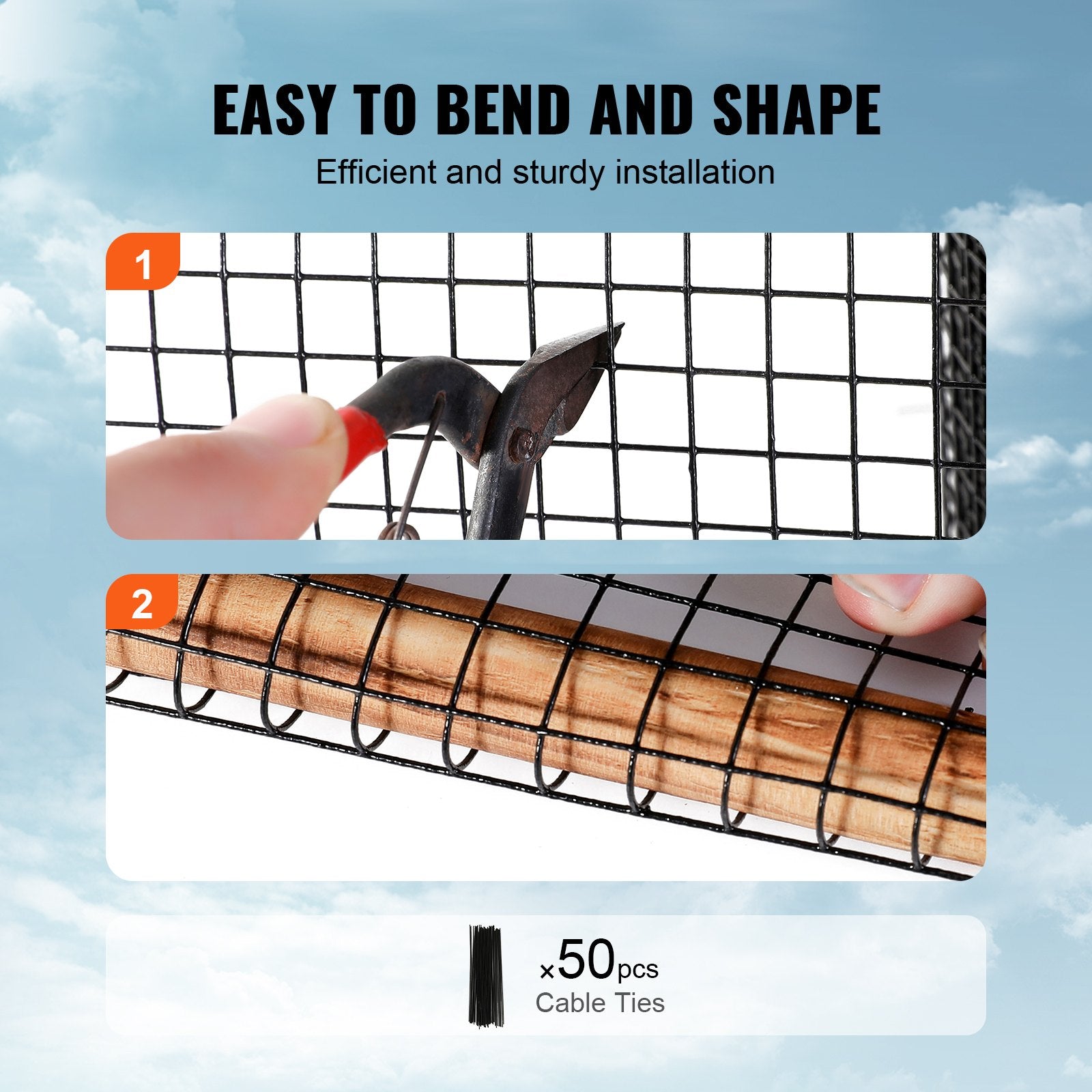 Solar Panel Bird Guard 8in x 100ft Critter Guard Roll Kit 50 Tire Wires PVC