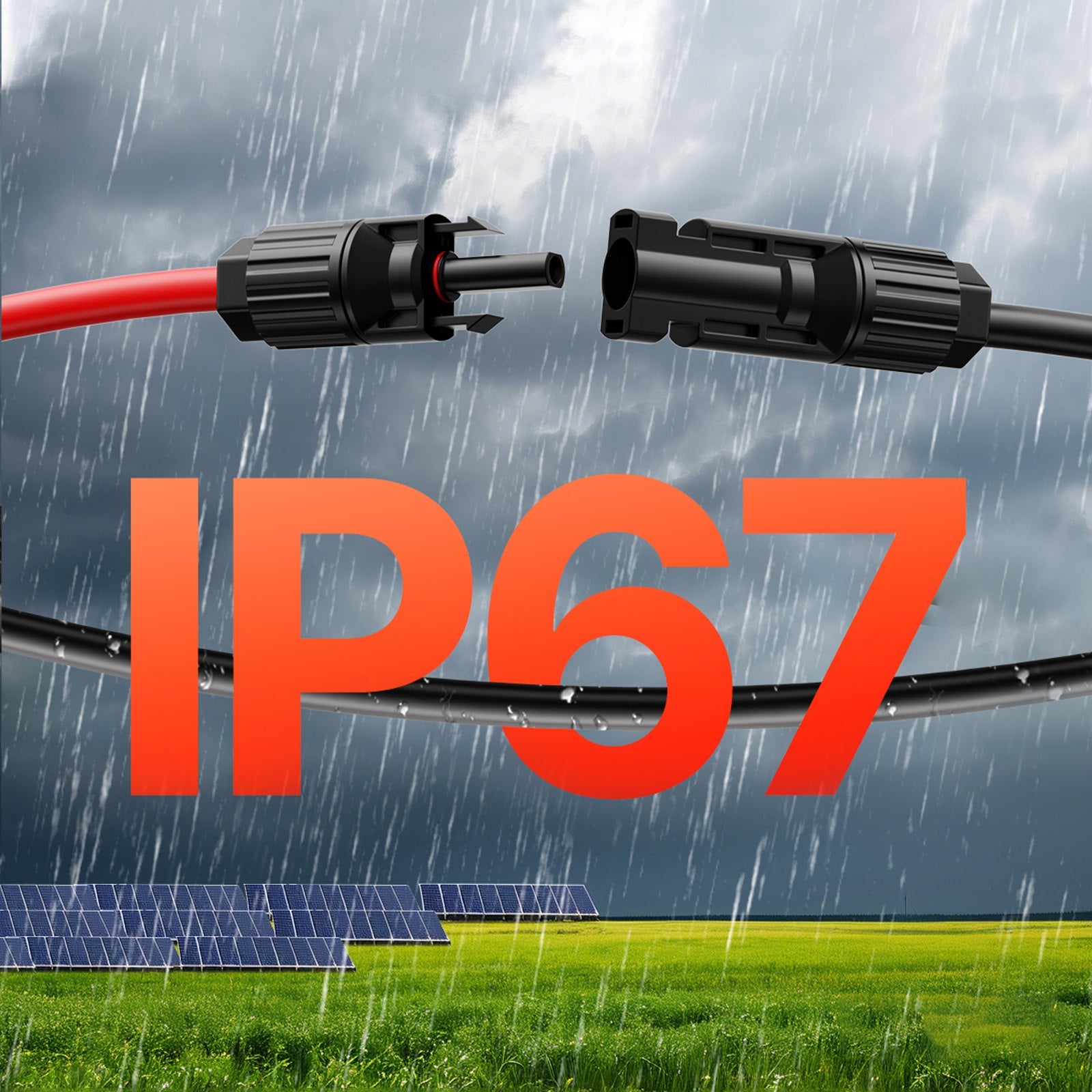 Set of 2 Solar Panel Extension Cable 9.14m 10AWG Waterproof