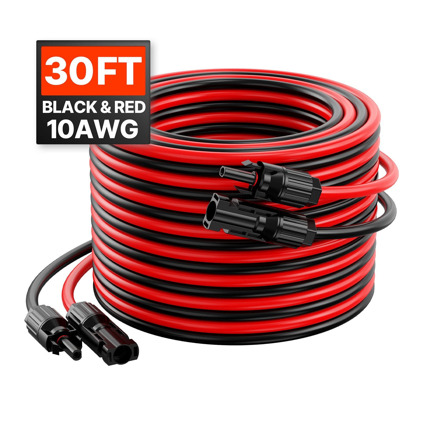 Set of 2 Solar Panel Extension Cable 9.14m 10AWG Waterproof
