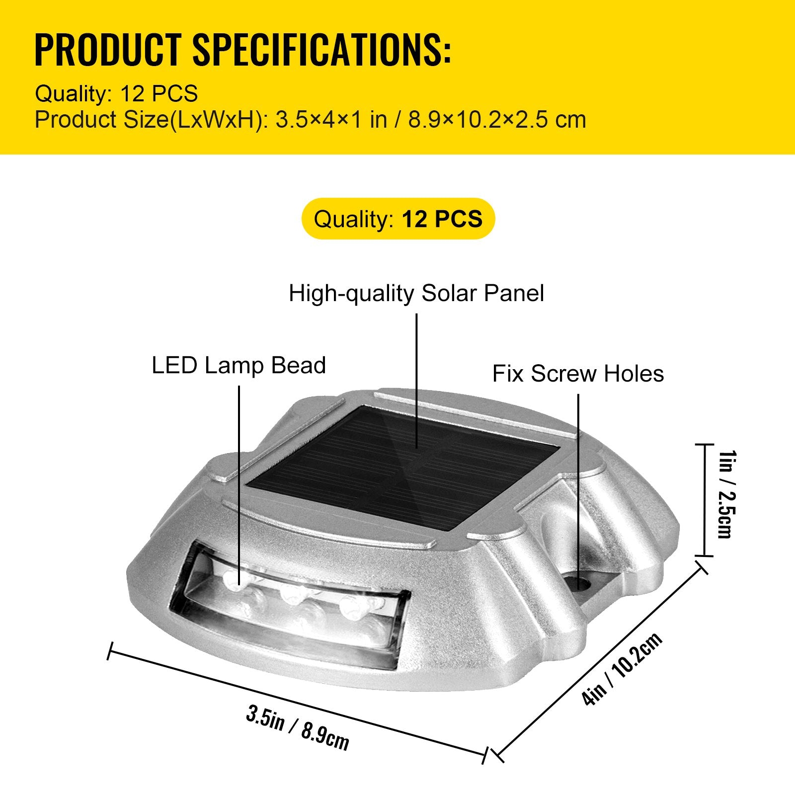 Driveway Lights 12-Pack Solar Bright White Deck Lights 6 LEDs Outdoor
