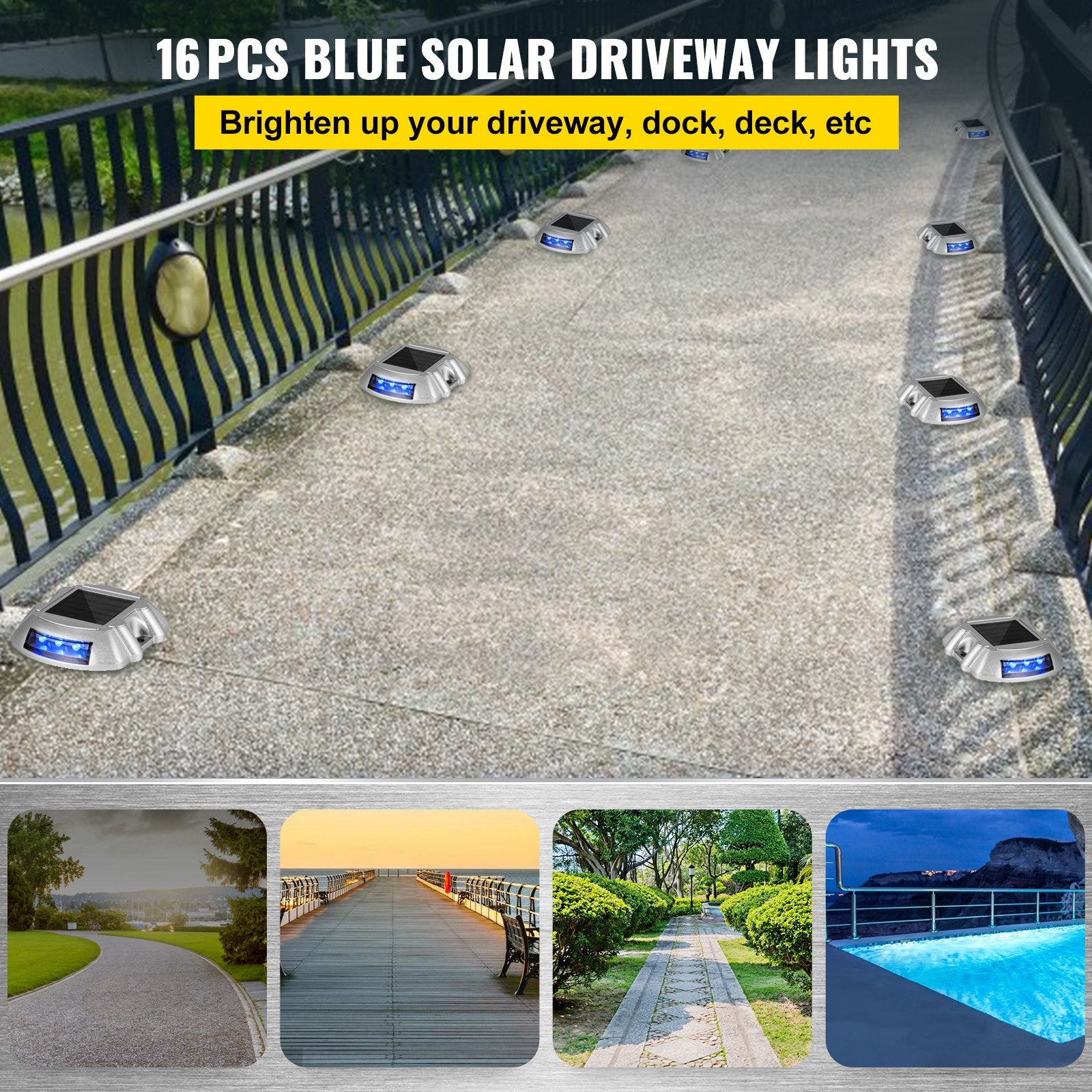 Driveway Lights 16-Pack Solar Waterproof Deck 6 LEDs Garden Path Walkway