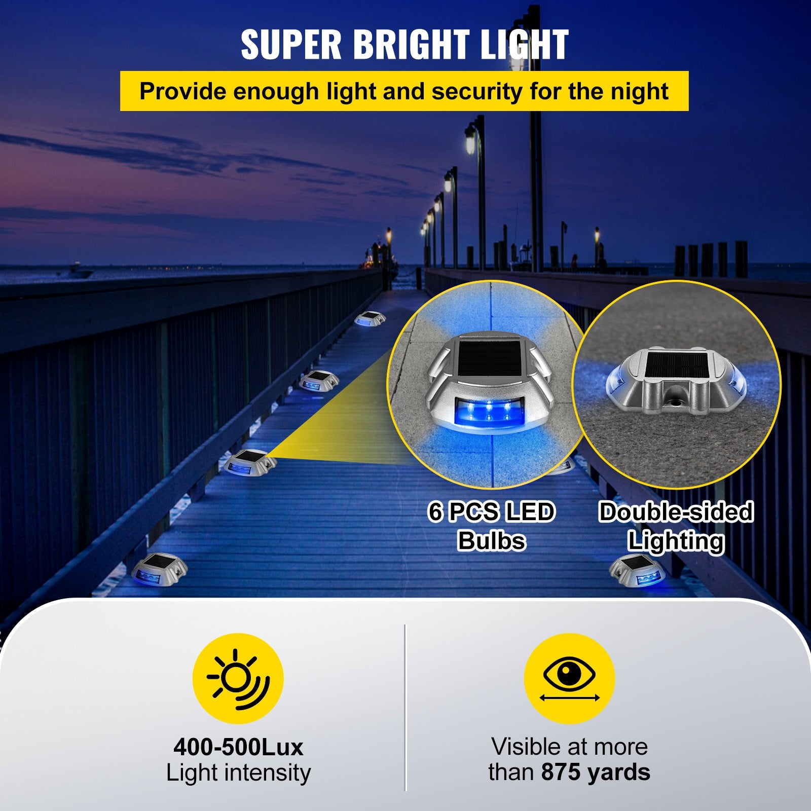 Driveway Lights 16-Pack Solar Waterproof Deck 6 LEDs Garden Path Walkway