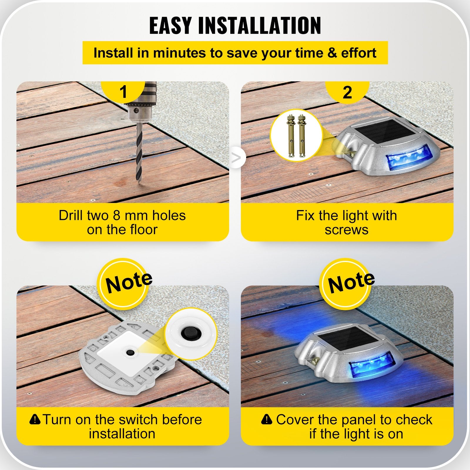 Driveway Lights 16-Pack Solar Waterproof Deck 6 LEDs Garden Path Walkway