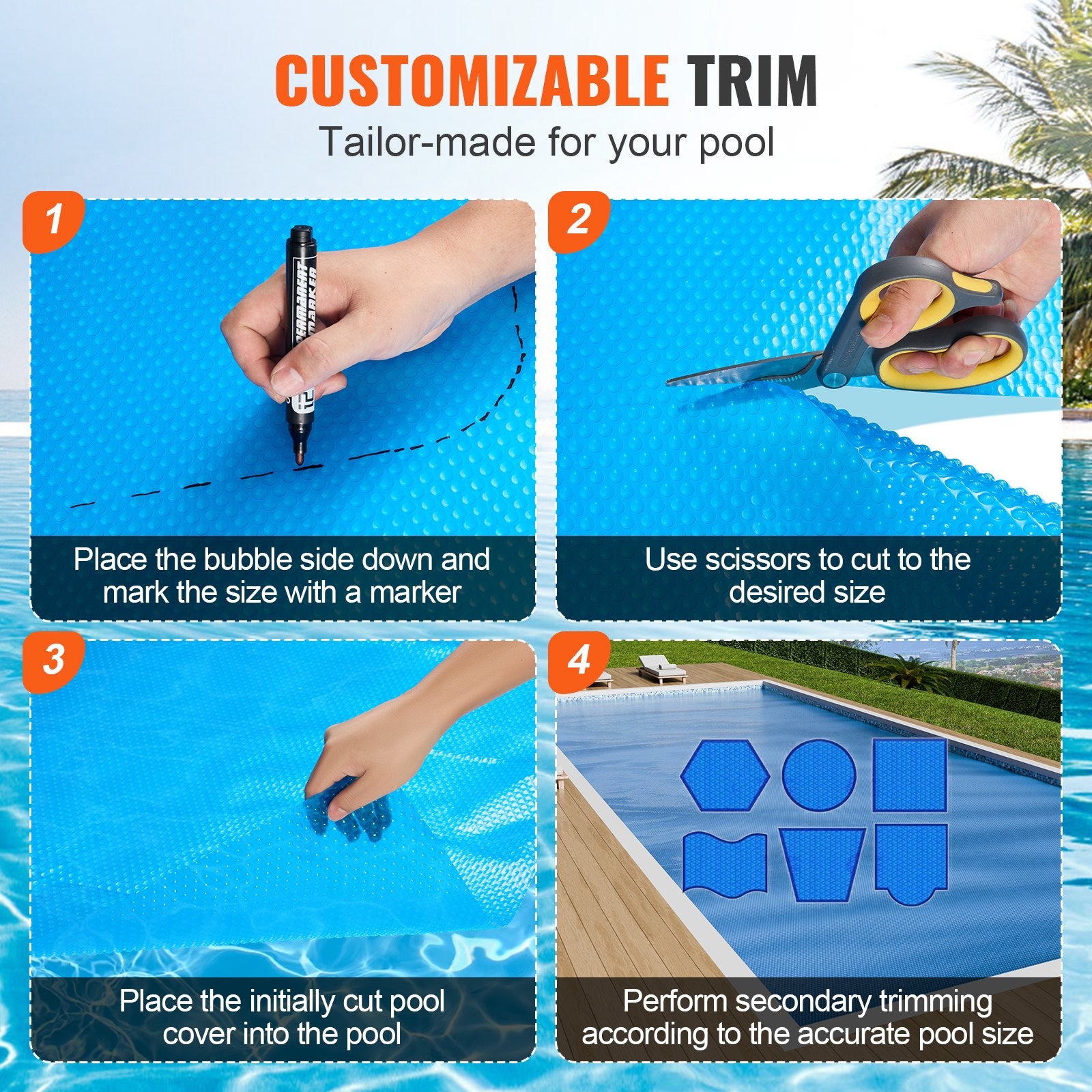 24 x 12 ft Solar Pool Cover 12 mil Blue Rectangle Solar Blanket