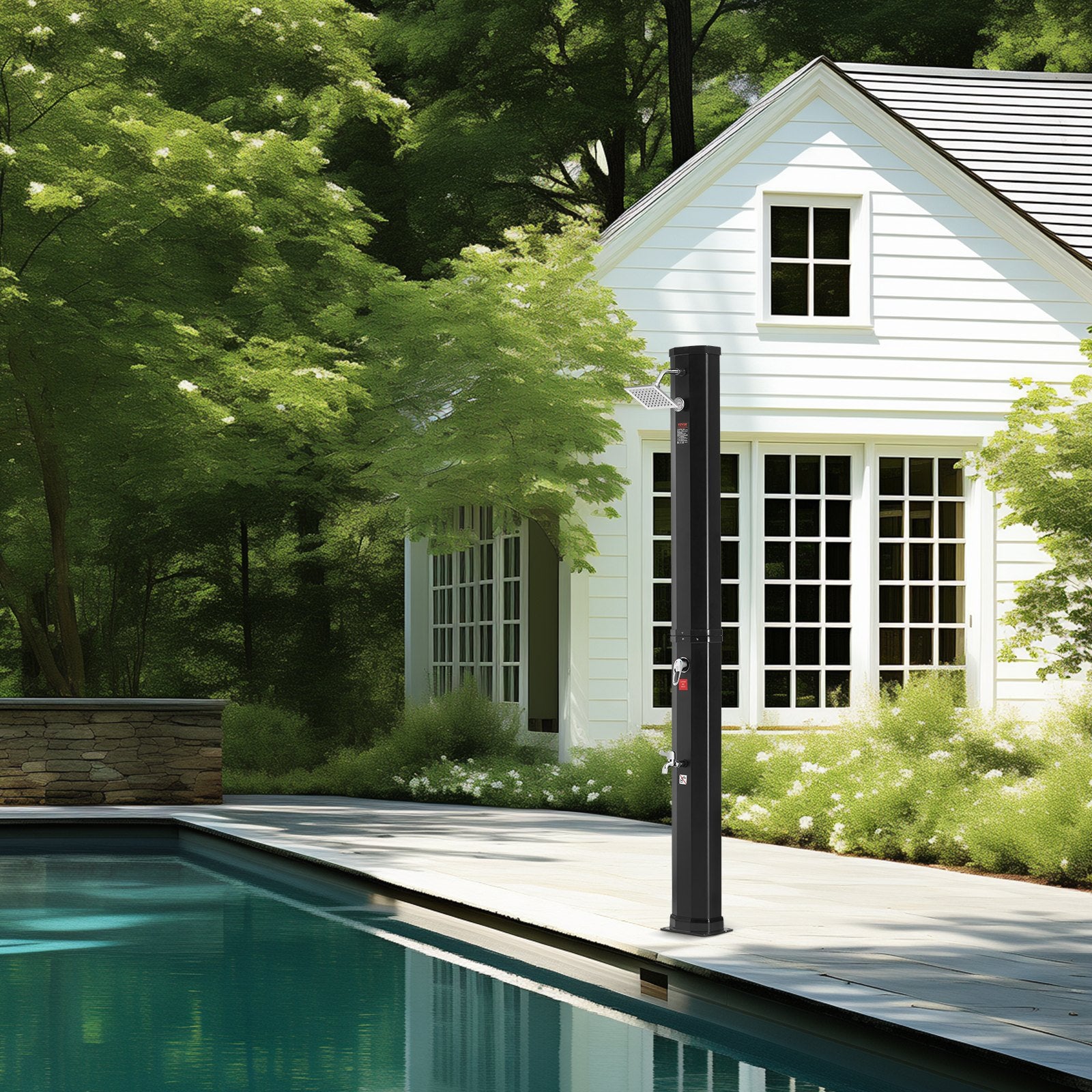 Outdoor Solar Heated Shower 35L Poolside Kit with Shower Head Foot Tap Fast Assembly