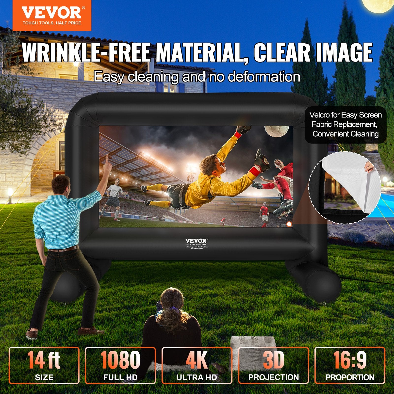 Inflatable Movie Screen 14FT Outdoor Projector Screen with Blower Carrying Bag