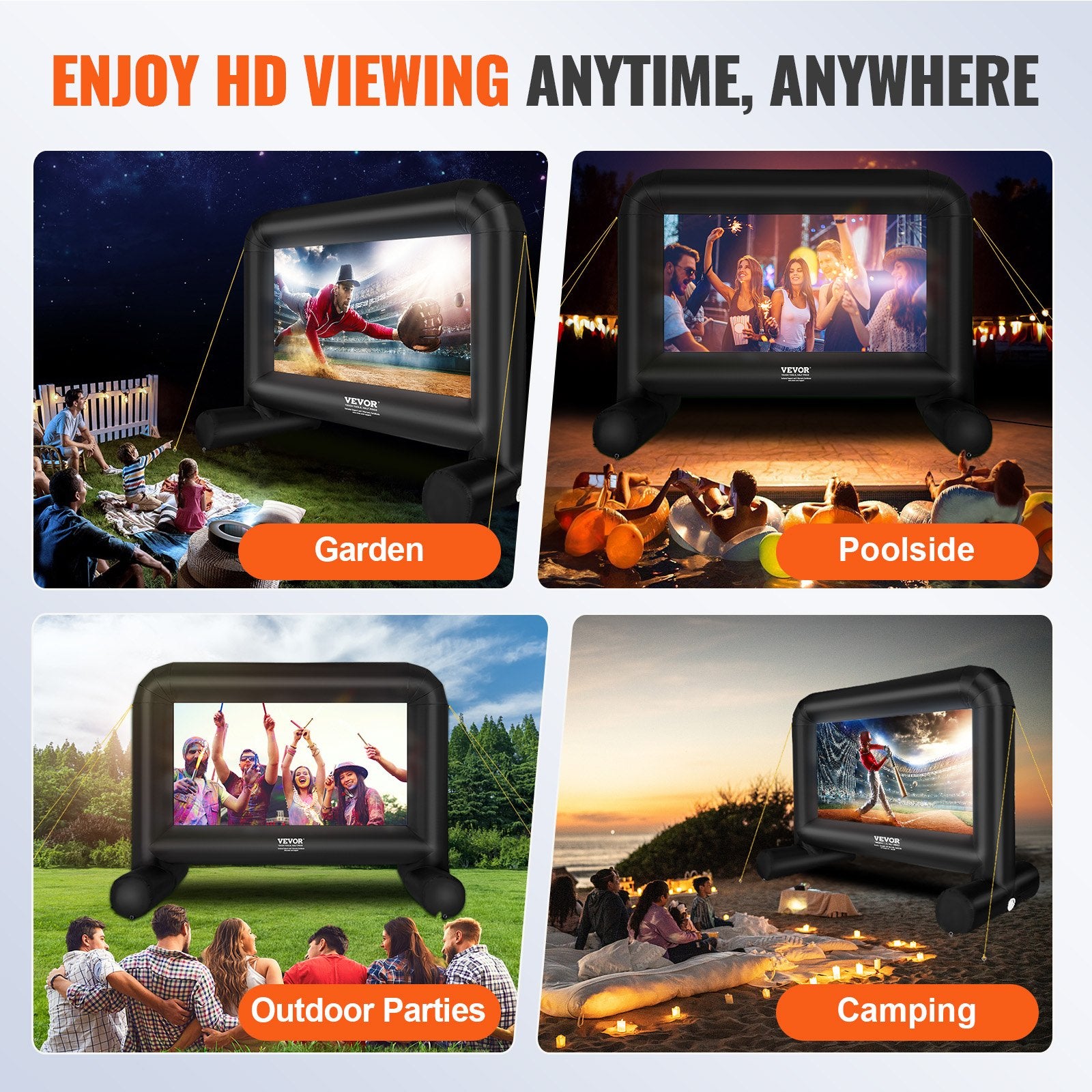 Inflatable Movie Screen 14FT Outdoor Projector Screen with Blower Carrying Bag