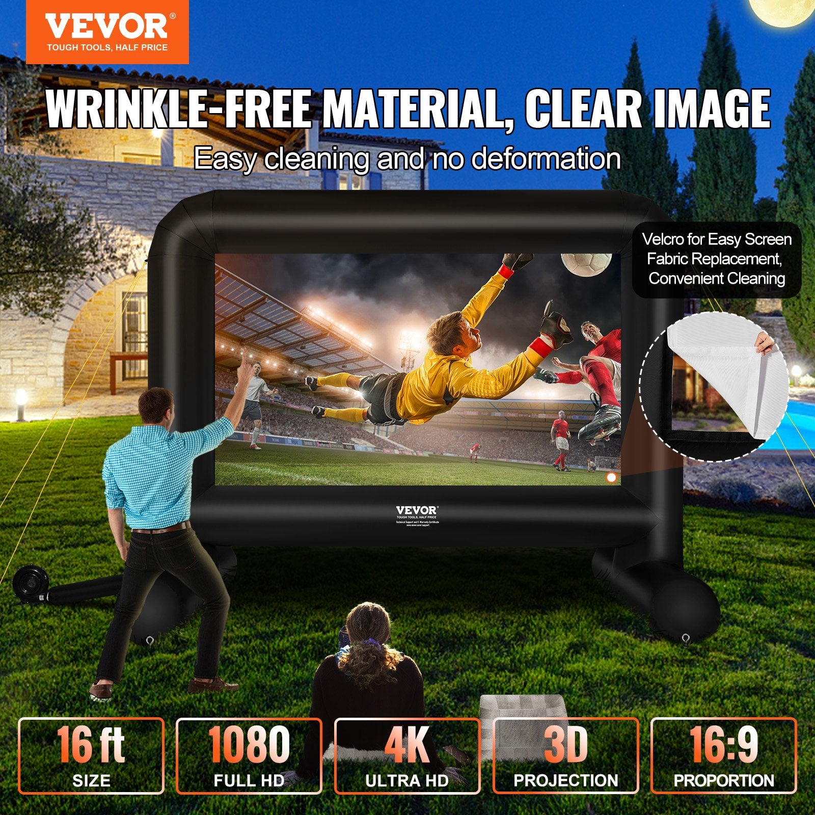 Inflatable Movie Screen 16FT Outdoor Projector Screen with Blower Carrying Bag
