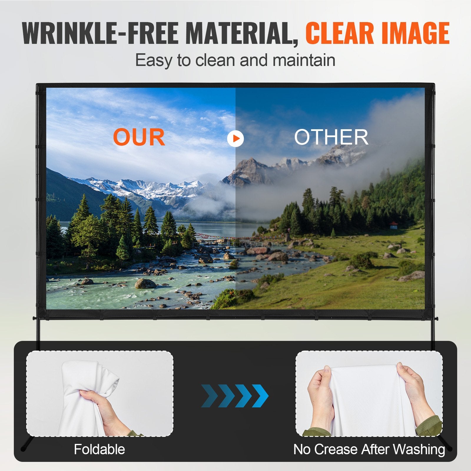 100 Inch Projector Screen w/ Stand 16:9 4K HD Outdoor Movie Screen