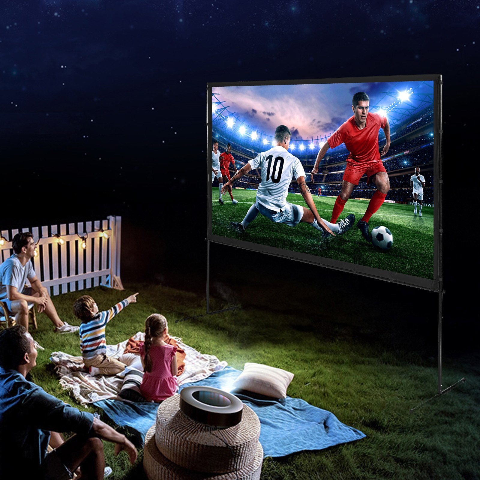 100 Inch Projector Screen w/ Stand 16:9 4K HD Outdoor Movie Screen