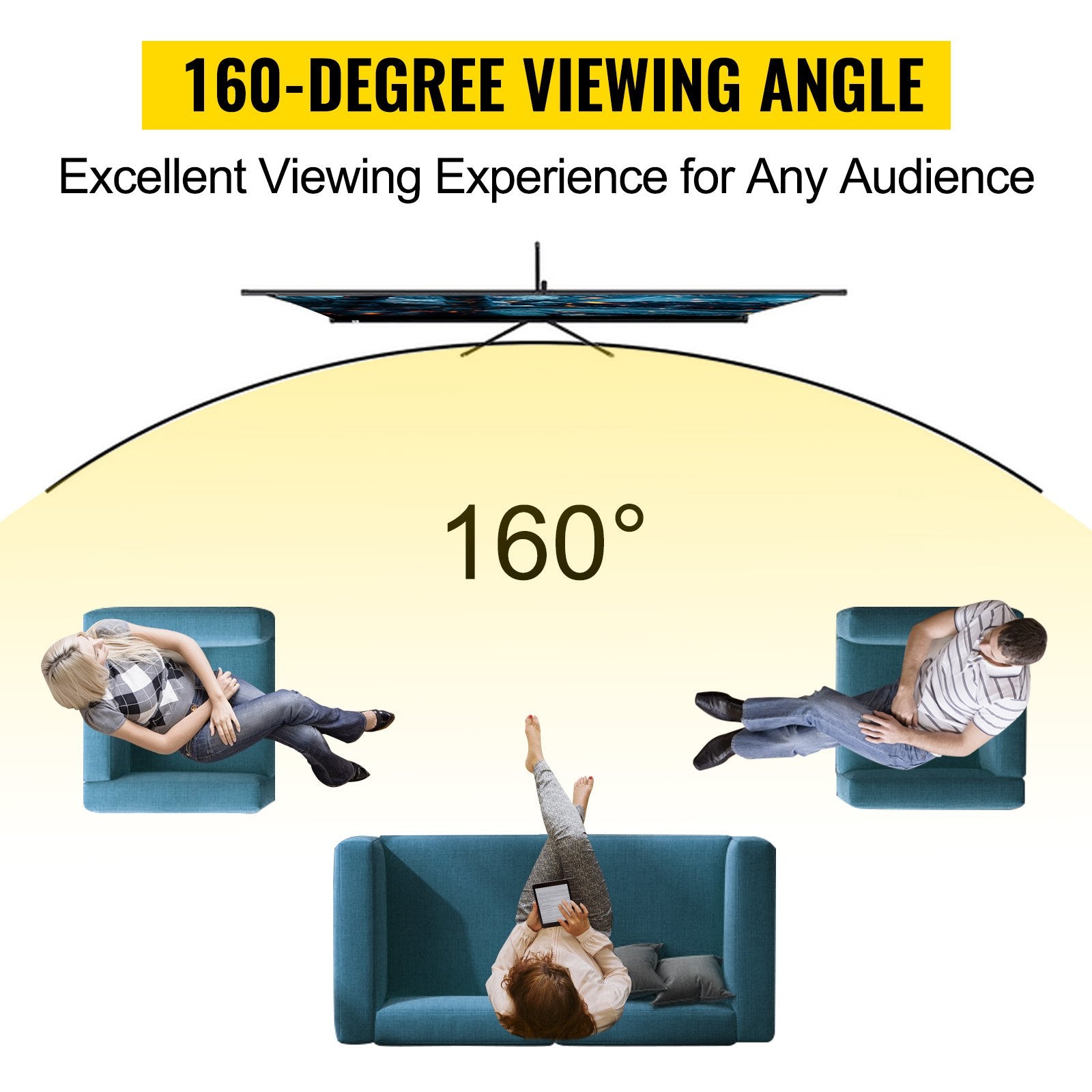 Tripod Projector Screen 254cm 4K HD 16:9 Portable Home Cinema with Stand