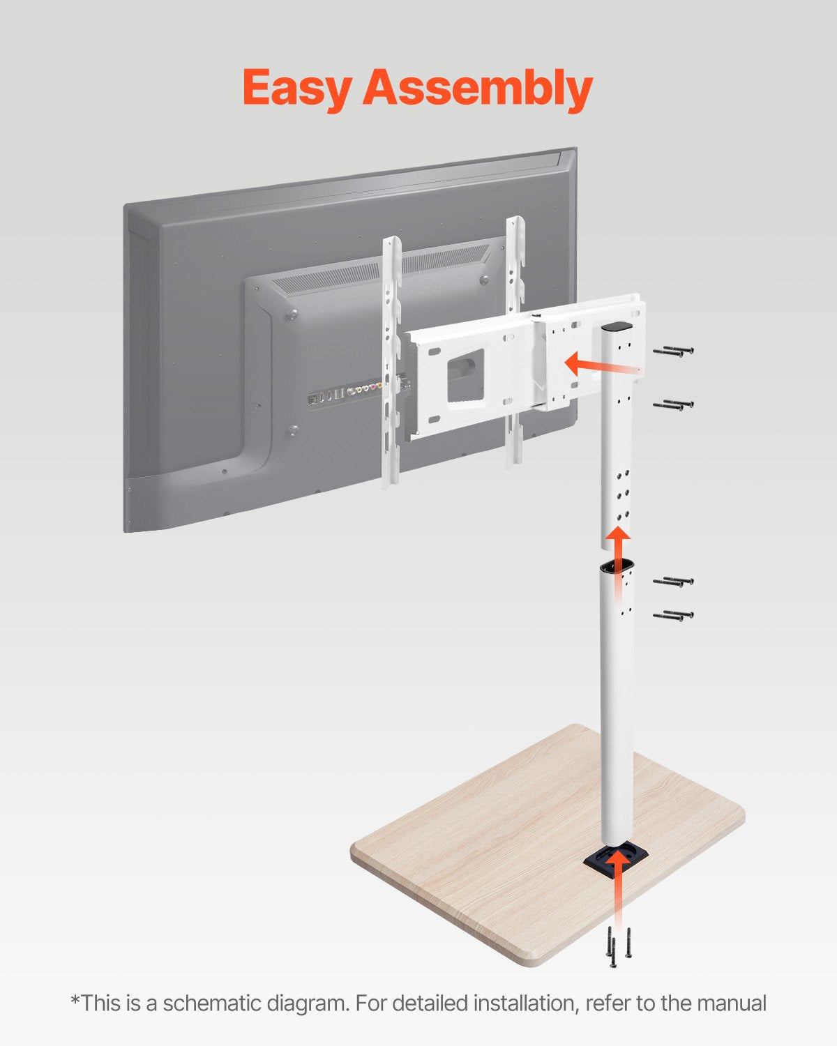 Rolling TV Stand Mobile Cart 32-70" Screens Height Adjustable 25° Rotation 45kg