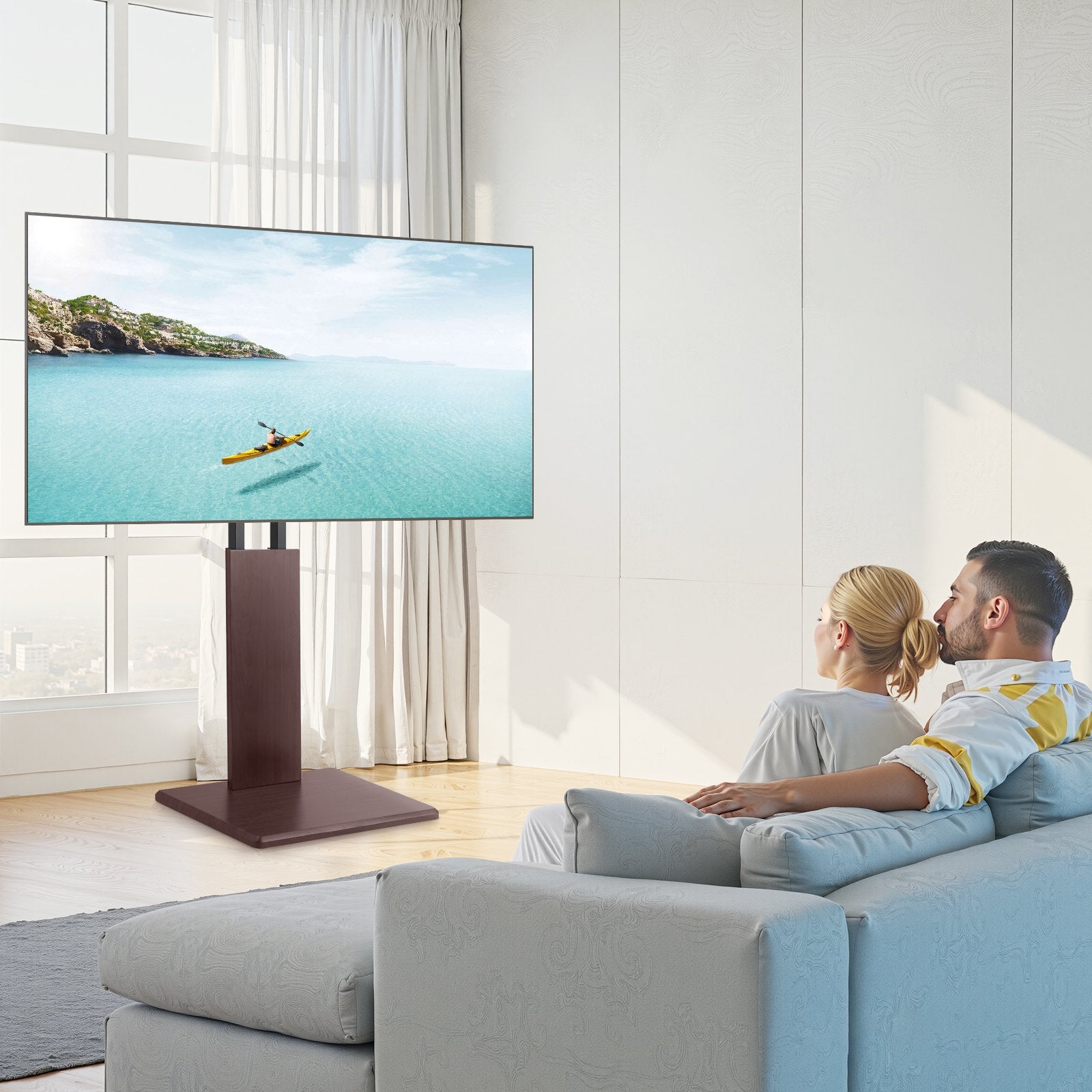 Universal Table Top TV Stand for 32-70 Inch Screens Swivel and Adjustable