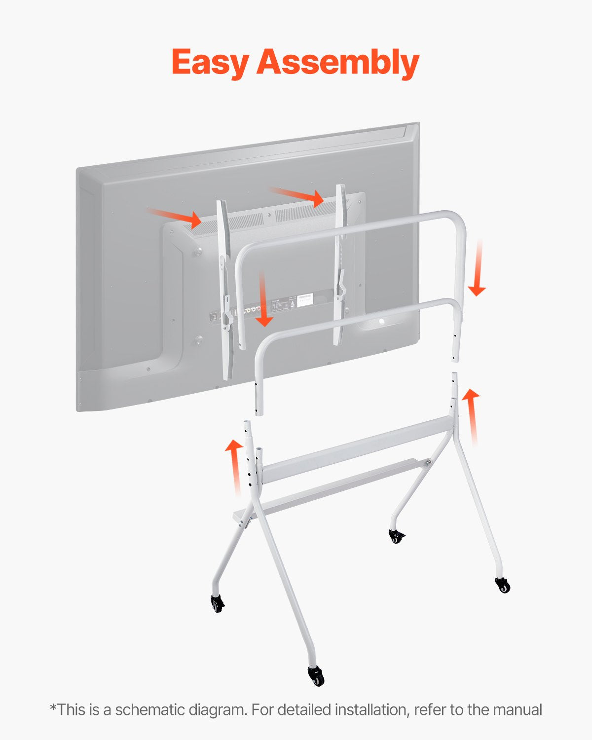 Rolling TV Stand Mobile Cart for 35-100 Inch Screens with Wheels