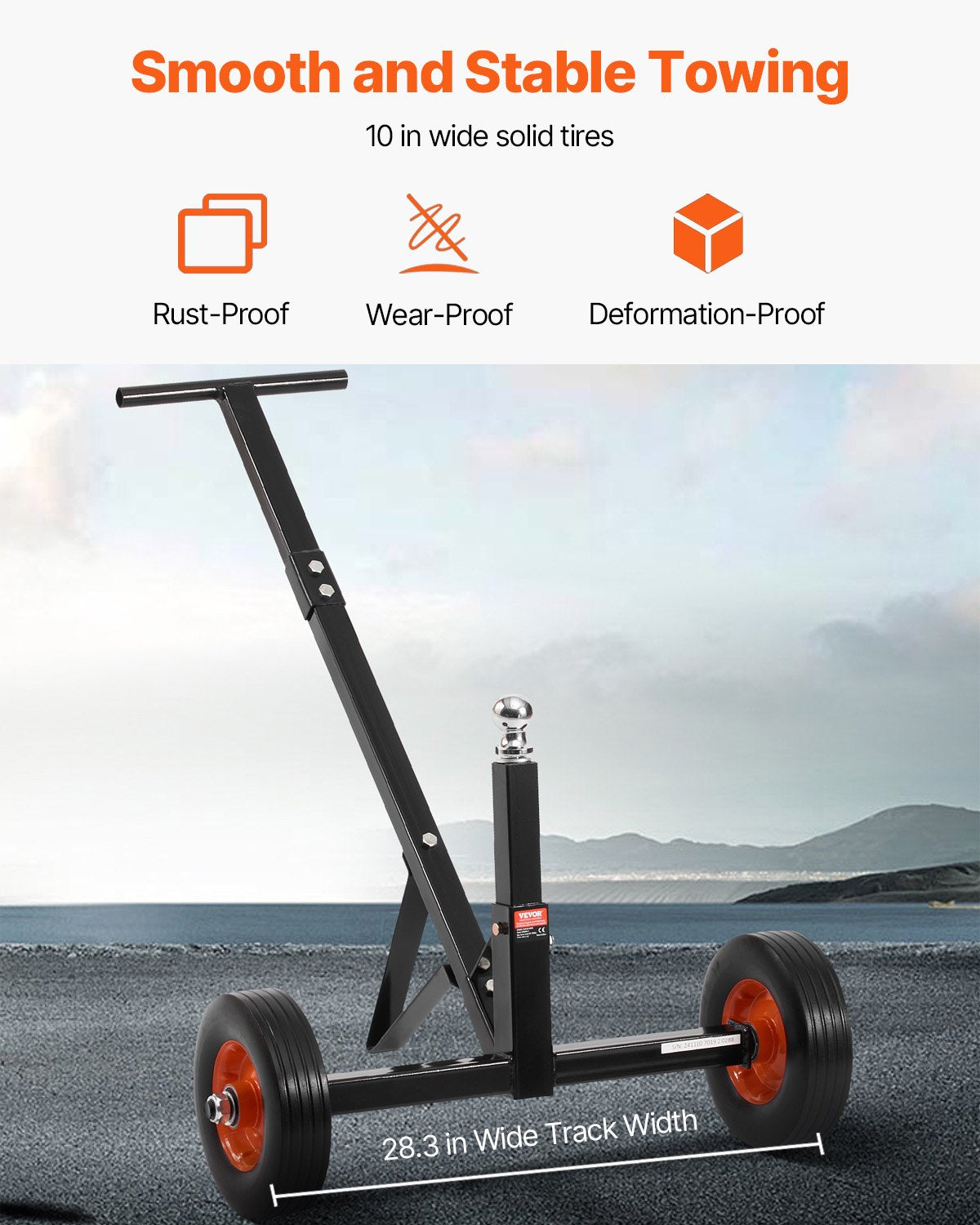 Trailer Dolly 600lbs Carbon Steel Mover with 1-7/8" Hitch Ball and 10" Tires