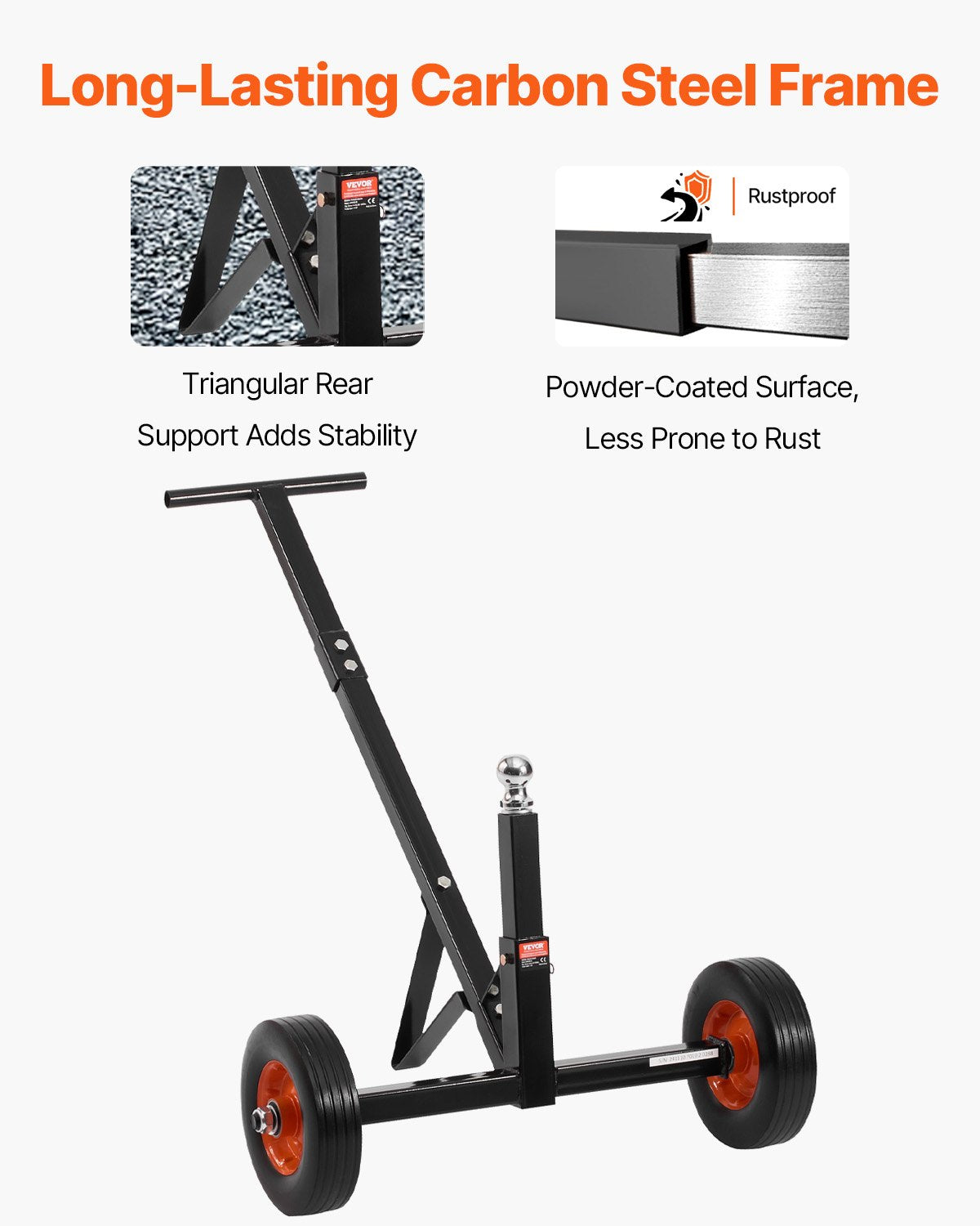 Trailer Dolly 600lbs Carbon Steel Mover with 1-7/8" Hitch Ball and 10" Tires