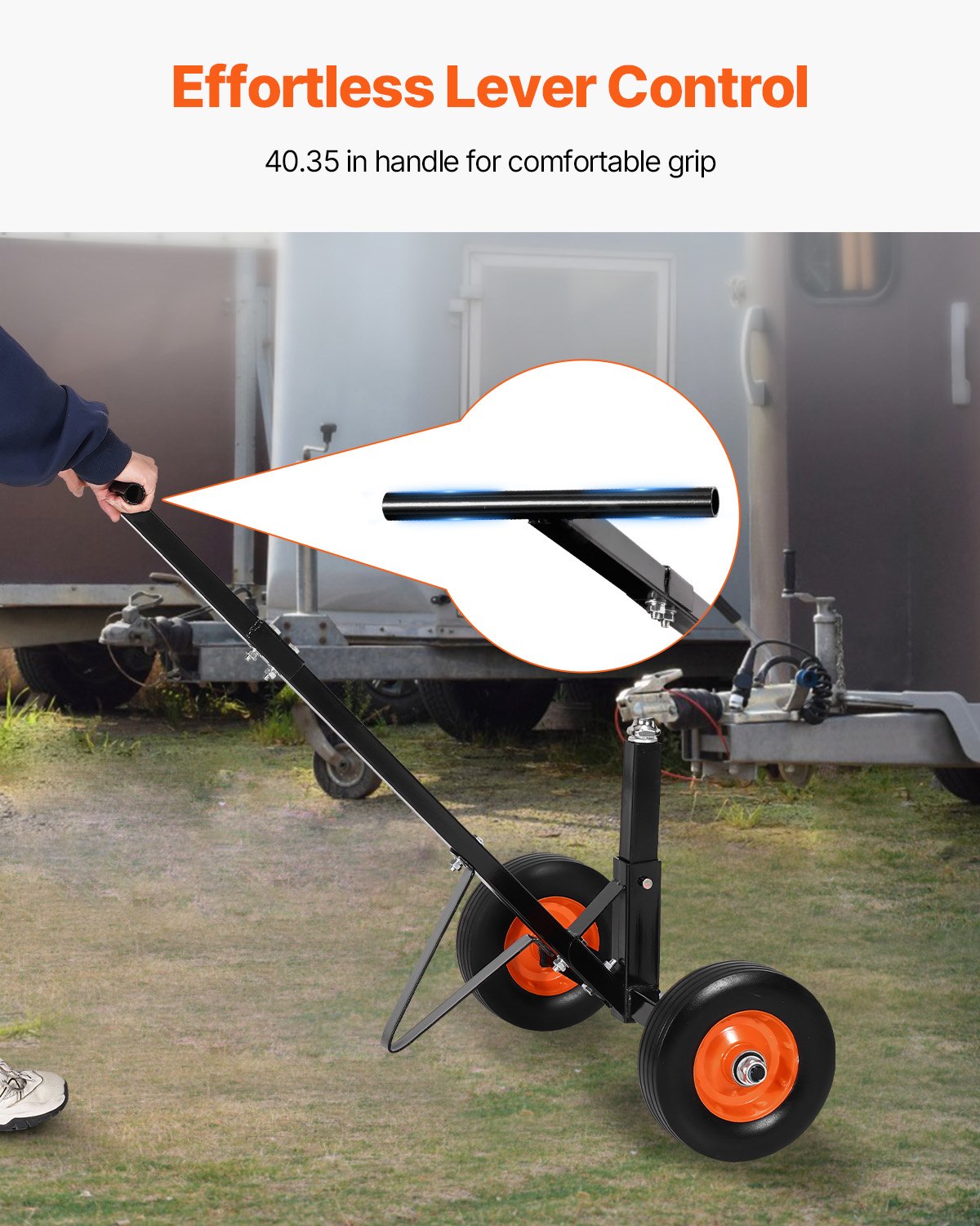 Trailer Dolly 600lbs Carbon Steel Mover with 1-7/8" Hitch Ball and 10" Tires