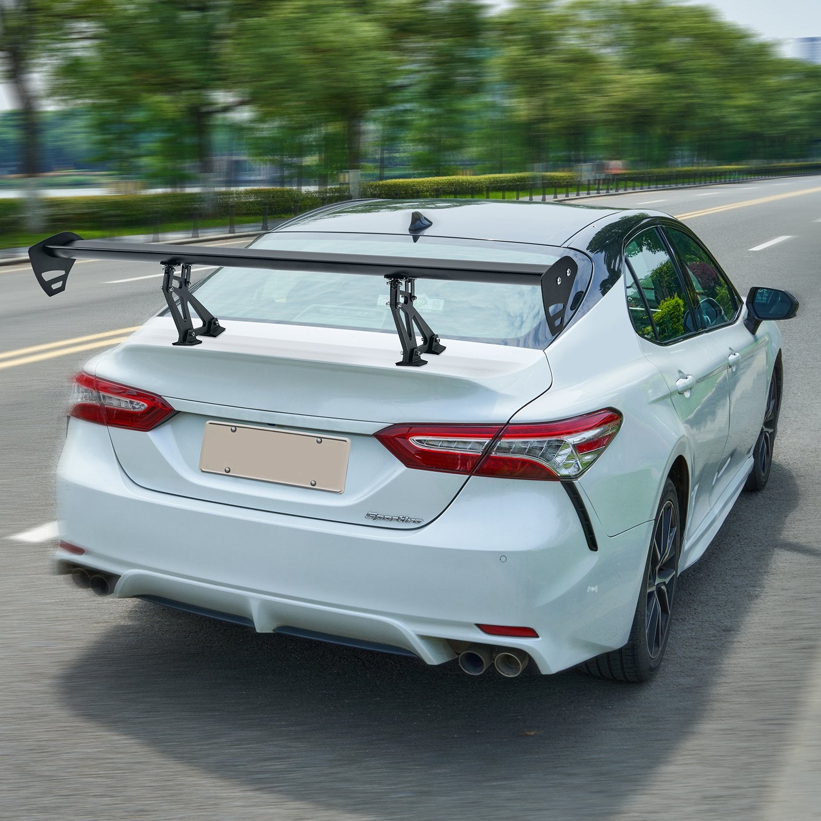GT Wing Car Spoiler 43.3 in Single Deck Adjustable Aluminum Racing Black