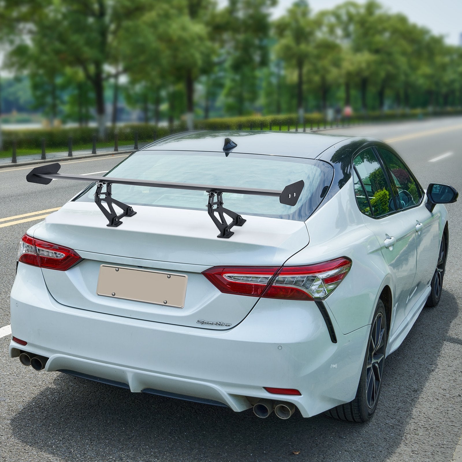 GT Wing Car Spoiler 43.3 in Single Deck Adjustable Aluminum Racing Black