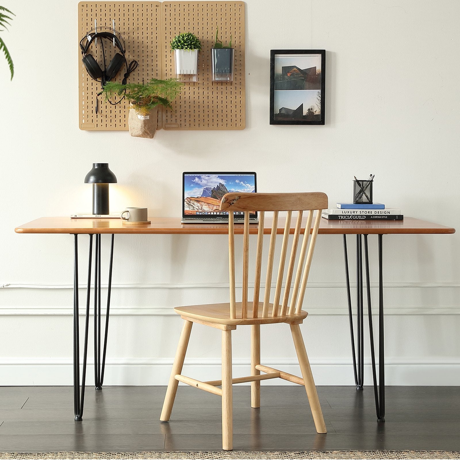 Hairpin Desk Legs 0.7M Set of 4, 3 Rods, 408.2KG Load, Solid Black Steel