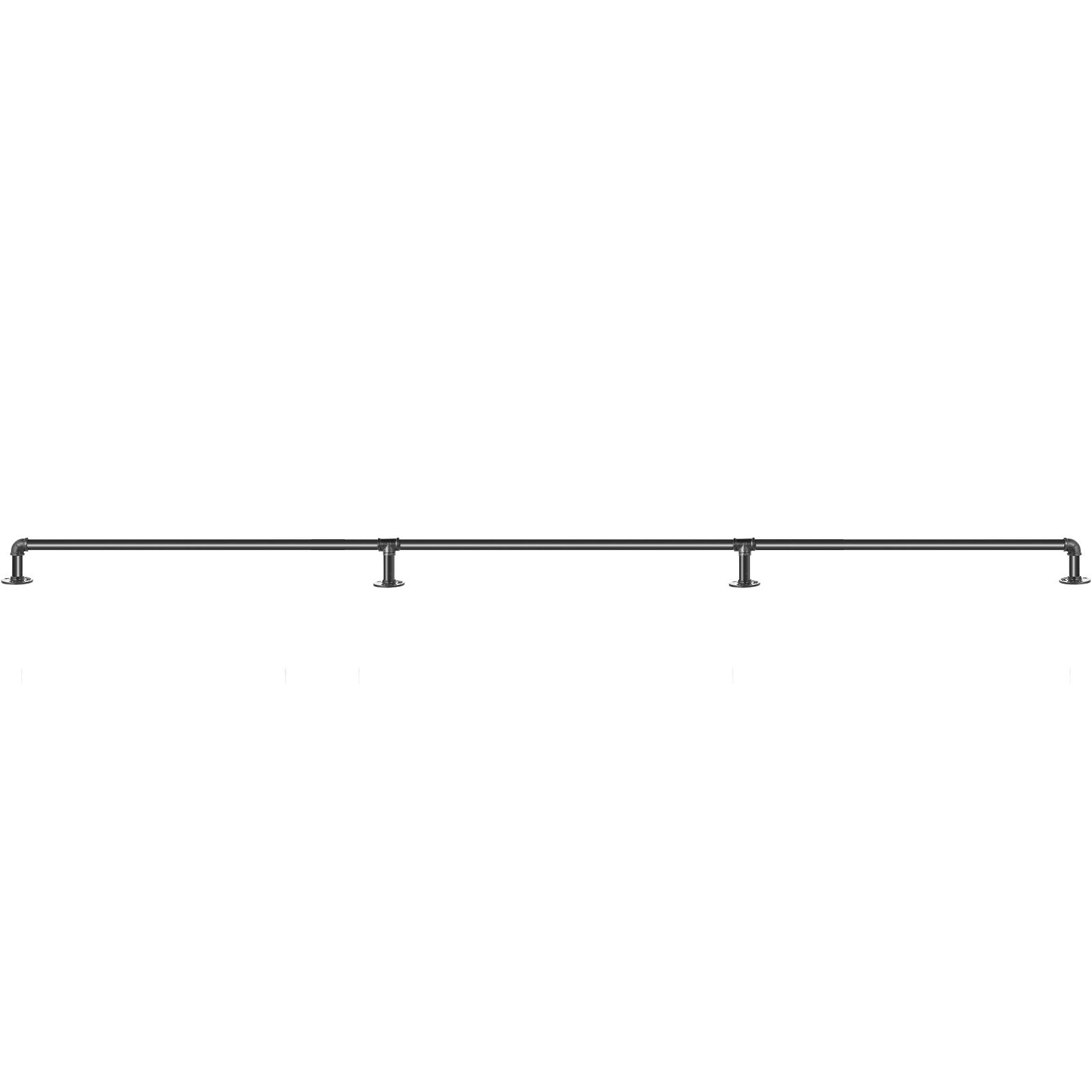 11FT Industrial Pipe Stair Handrail Carbon Steel Wall Mount 440LBS Load