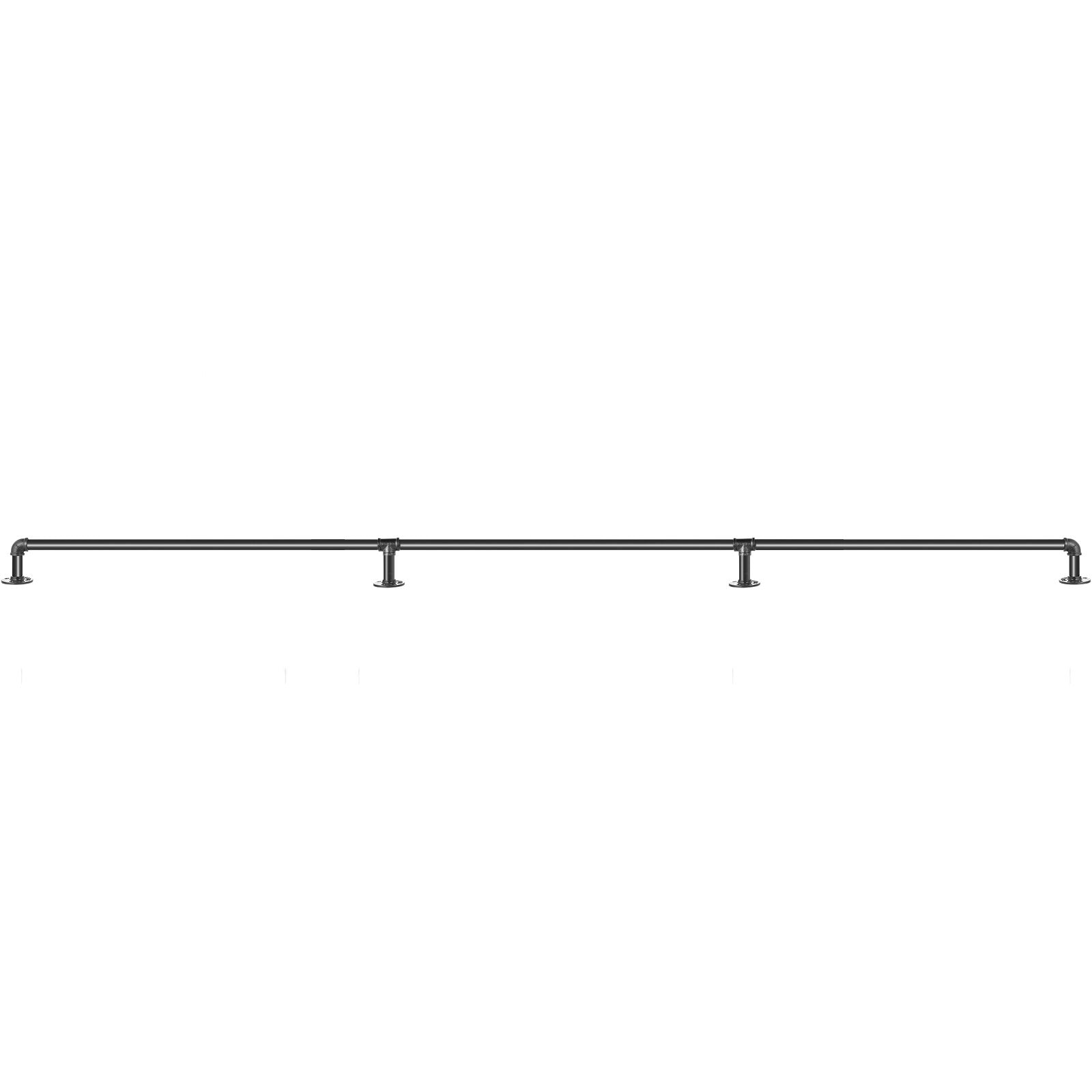 9FT Industrial Pipe Stair Handrail Carbon Steel Wall Mount 440LBS Load