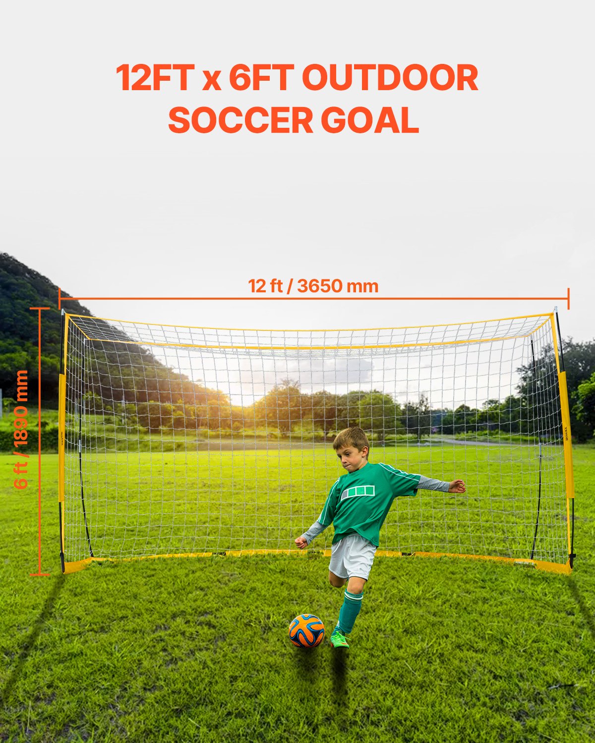 Portable Soccer Goal 12x6 ft Adults Kids Backyard Large Practice Training Net