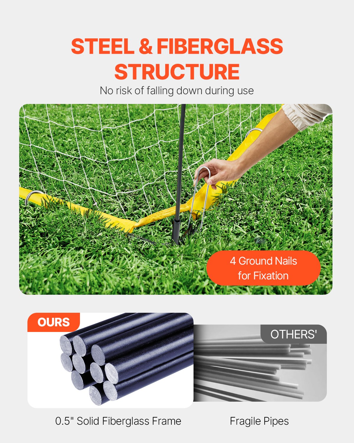 Portable Soccer Goal 12x6 ft Adults Kids Backyard Large Practice Training Net