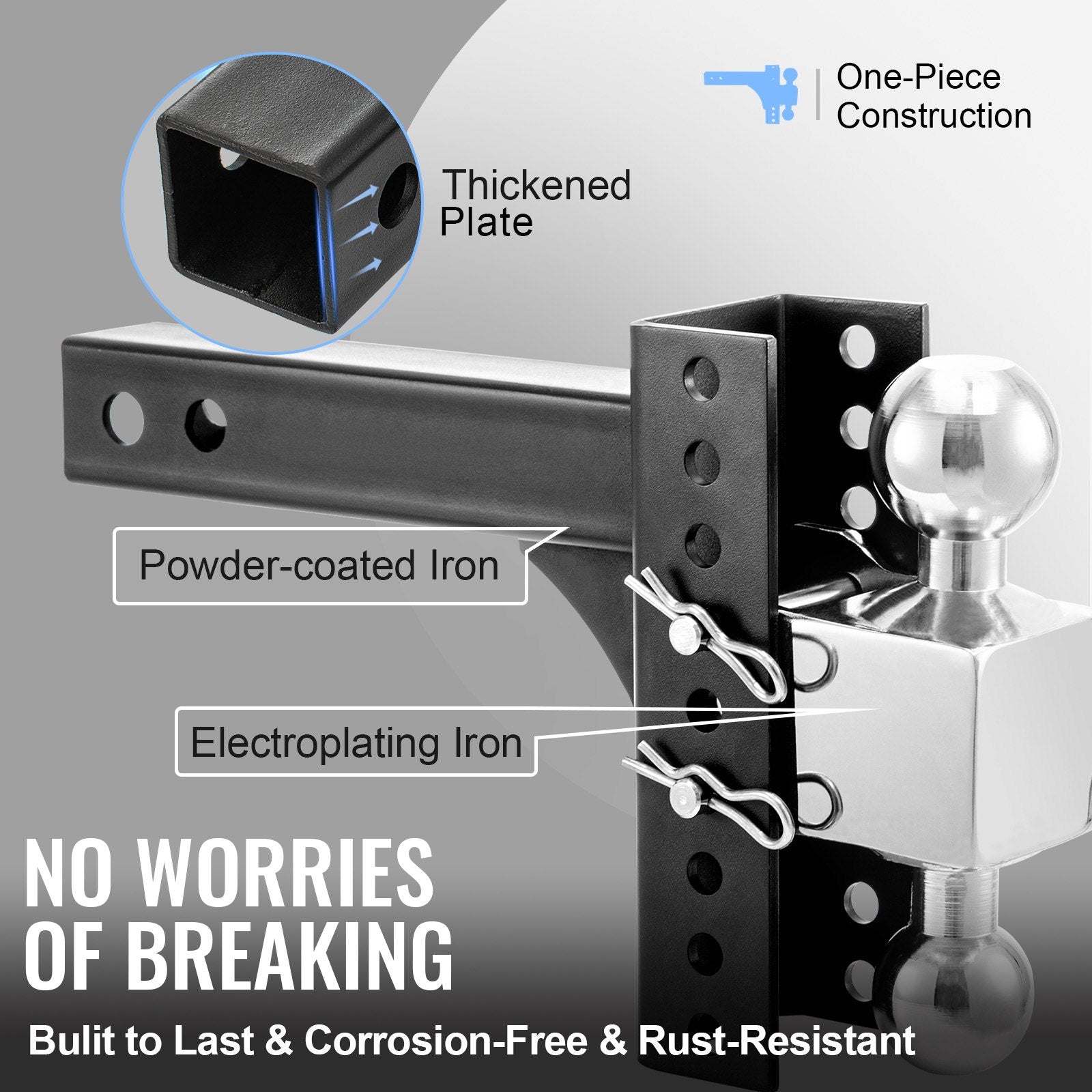 Adjustable Trailer Hitch 50.8mm Receiver 15cm Drop 6350kg Adjustable Hitch