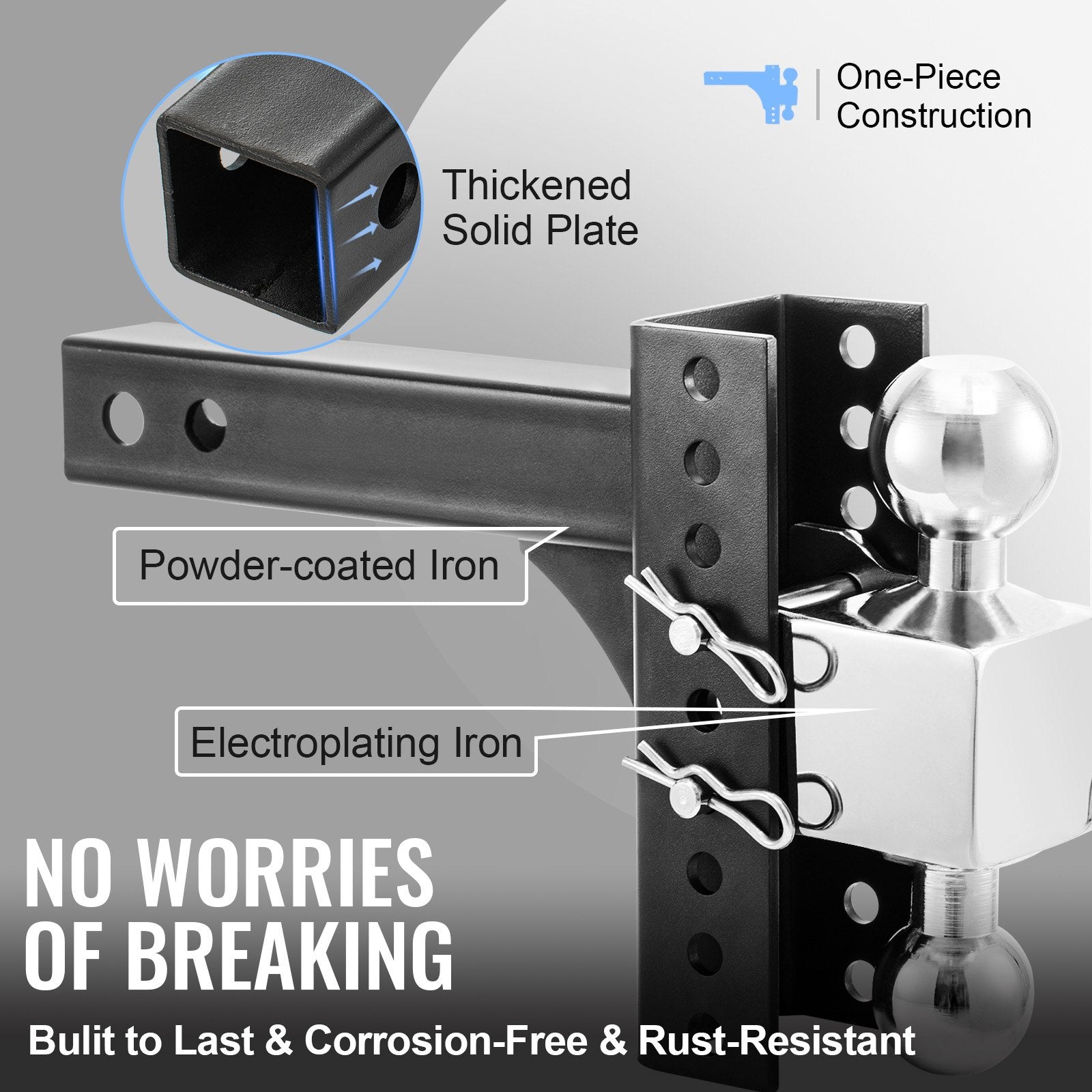 Adjustable Trailer Hitch 51mm Receiver 203mm Drop 6350kg Adjustable Hitch