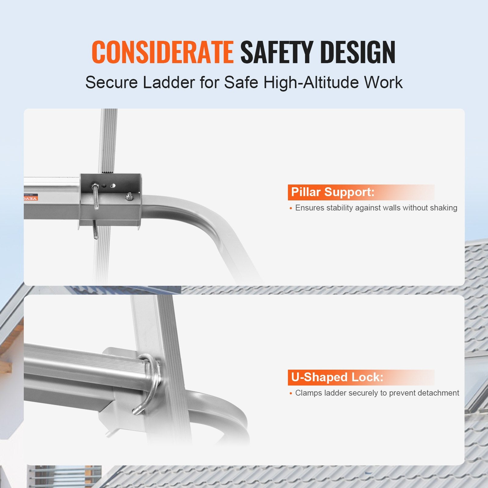 Heavy Duty Ladder Stabilizer Wing Span Standoff 330 lbs Capacity