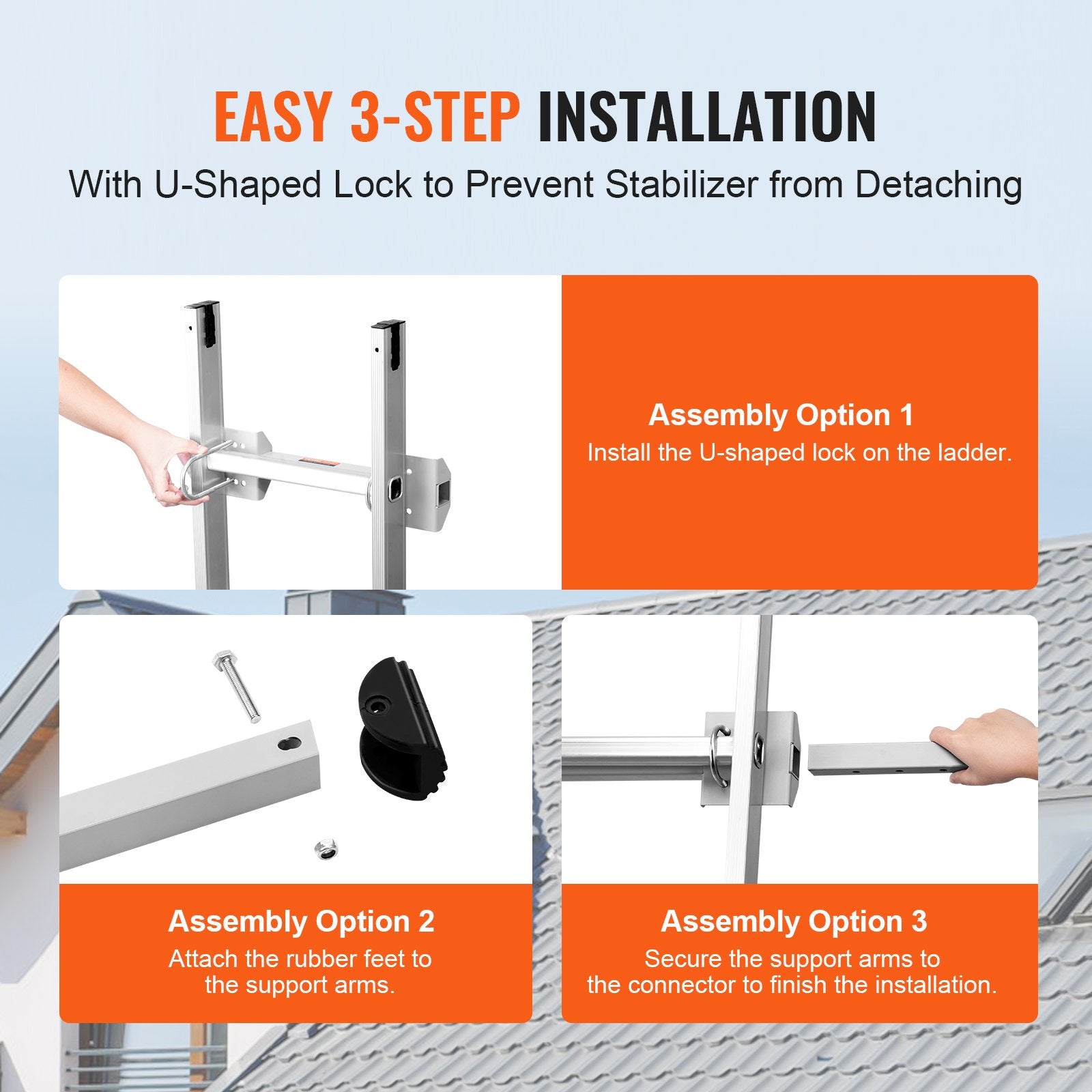 Heavy Duty Ladder Stabilizer Wing Span Standoff 330 lbs Capacity