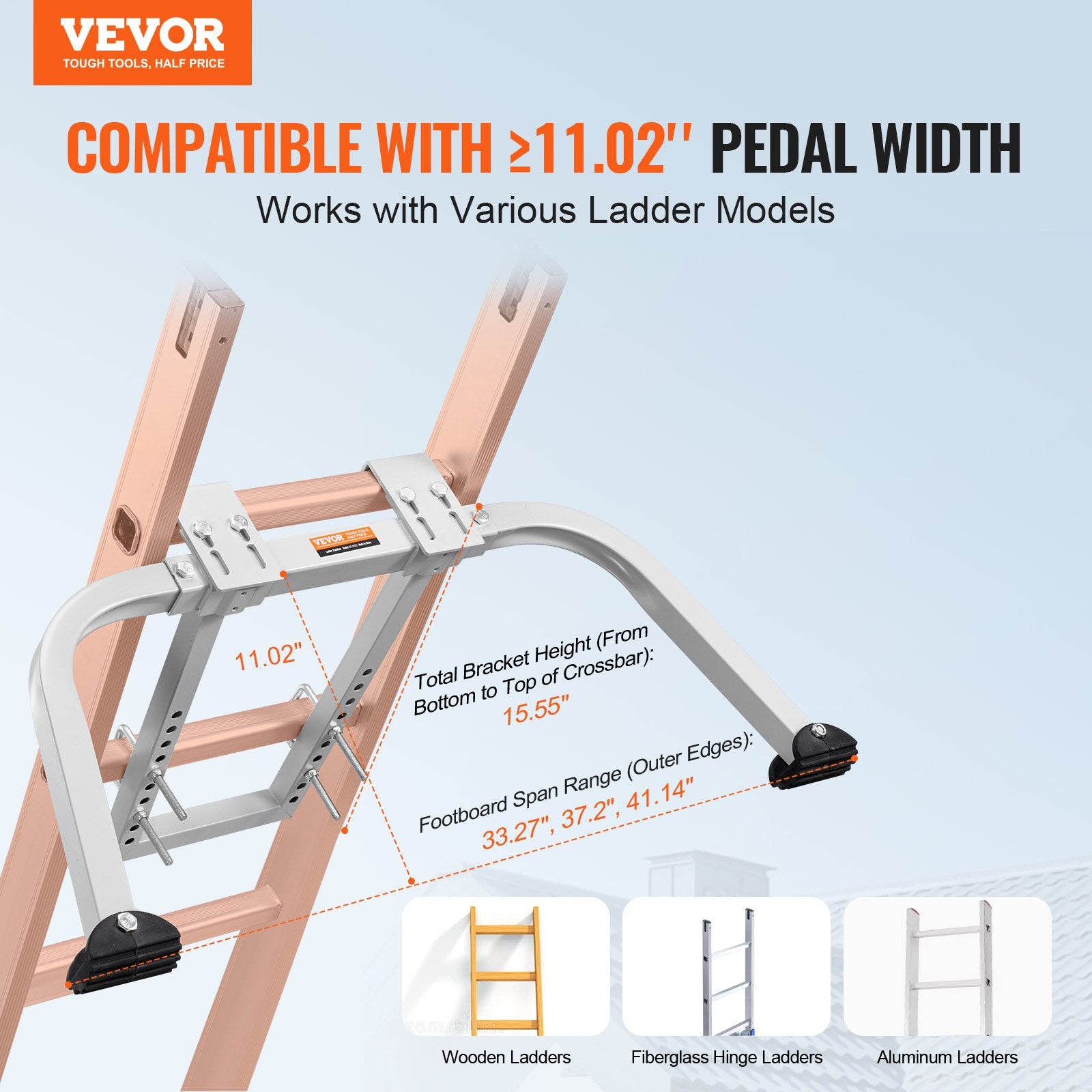 Ladder Stabilizer Heavy Duty Steel Roof Hook with Wing Span Standoff Anti-Slip