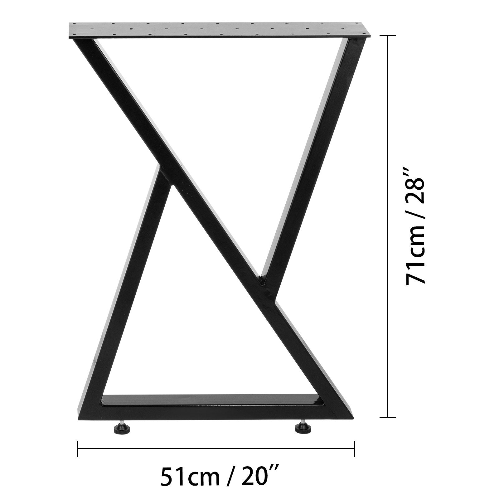 20" Metal Table Legs Set of 2 Zig Zag Steel Heavy Duty Desk Legs Black