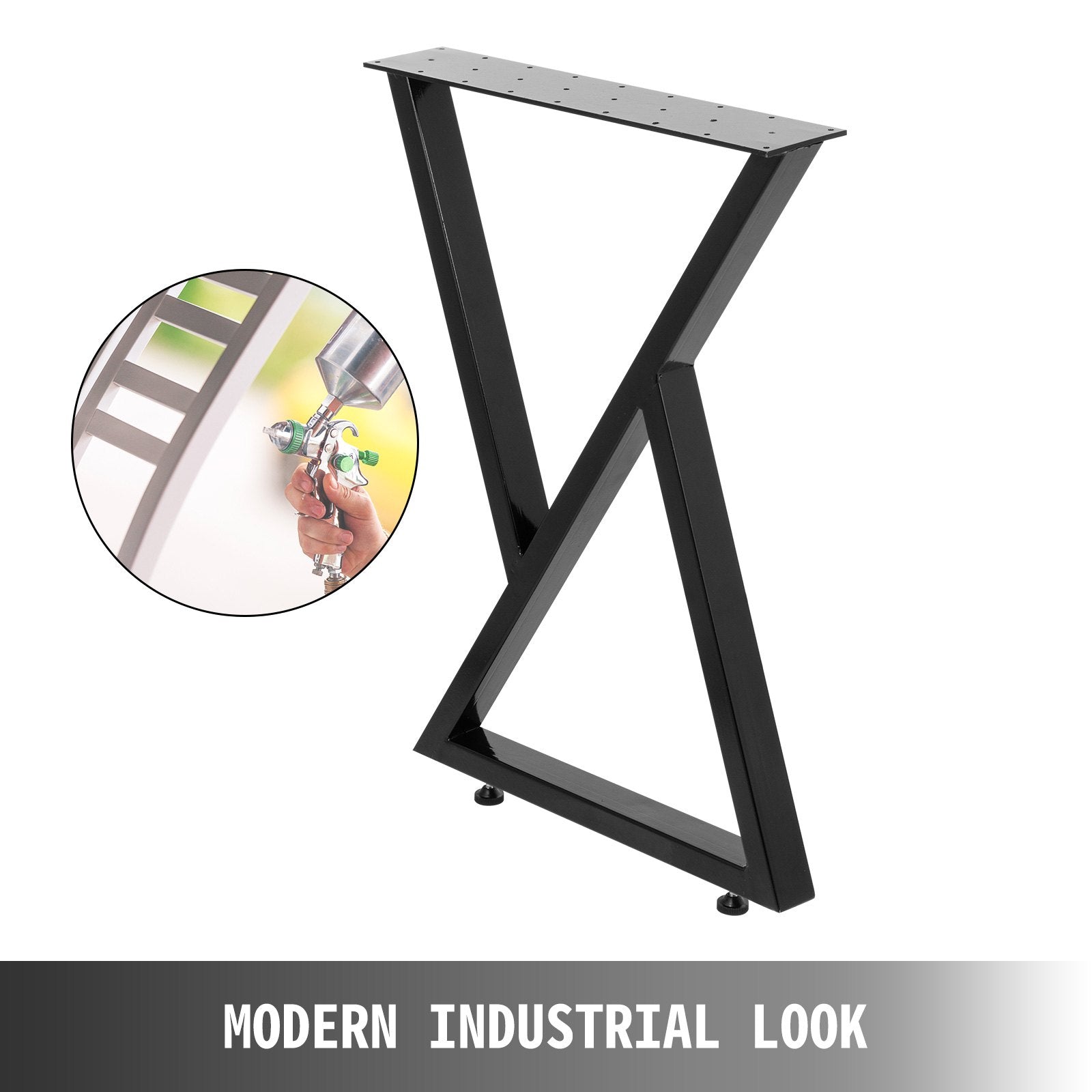 20" Metal Table Legs Set of 2 Zig Zag Steel Heavy Duty Desk Legs Black