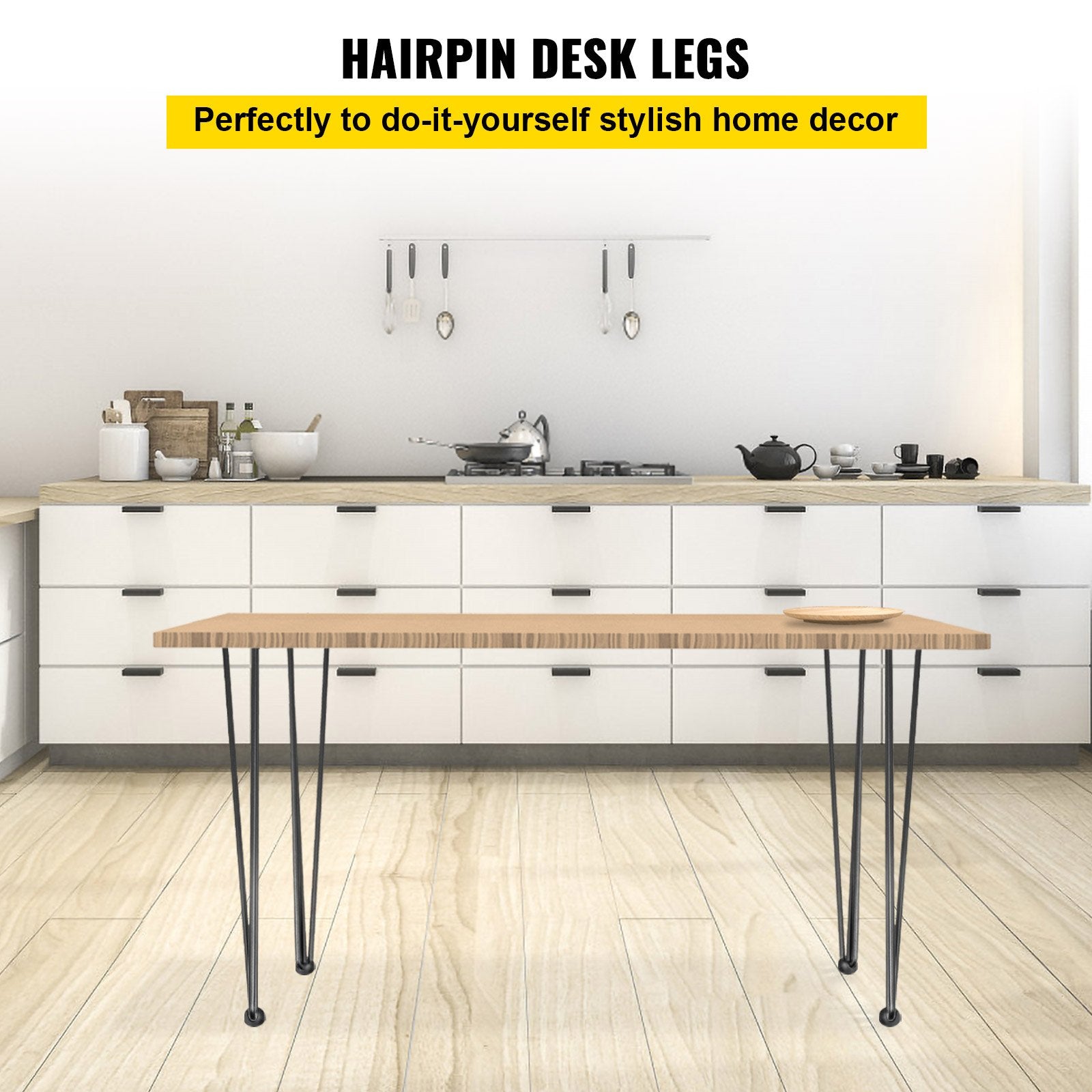Hairpin Table Legs 28in Black Set of 4 220lbs 3-Rod Carbon Steel DIY Furniture