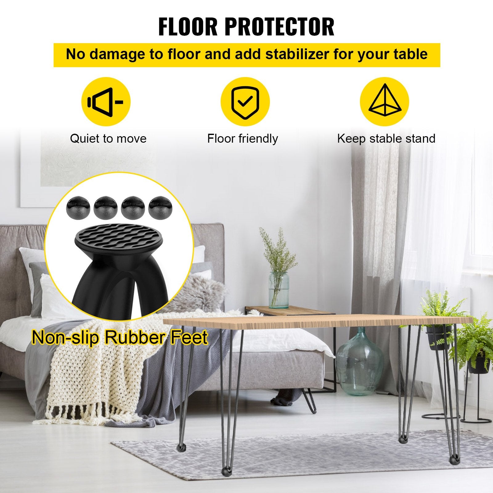 Hairpin Table Legs 30in Black Set of 4 220lbs 3-Rod Carbon Steel DIY Furniture