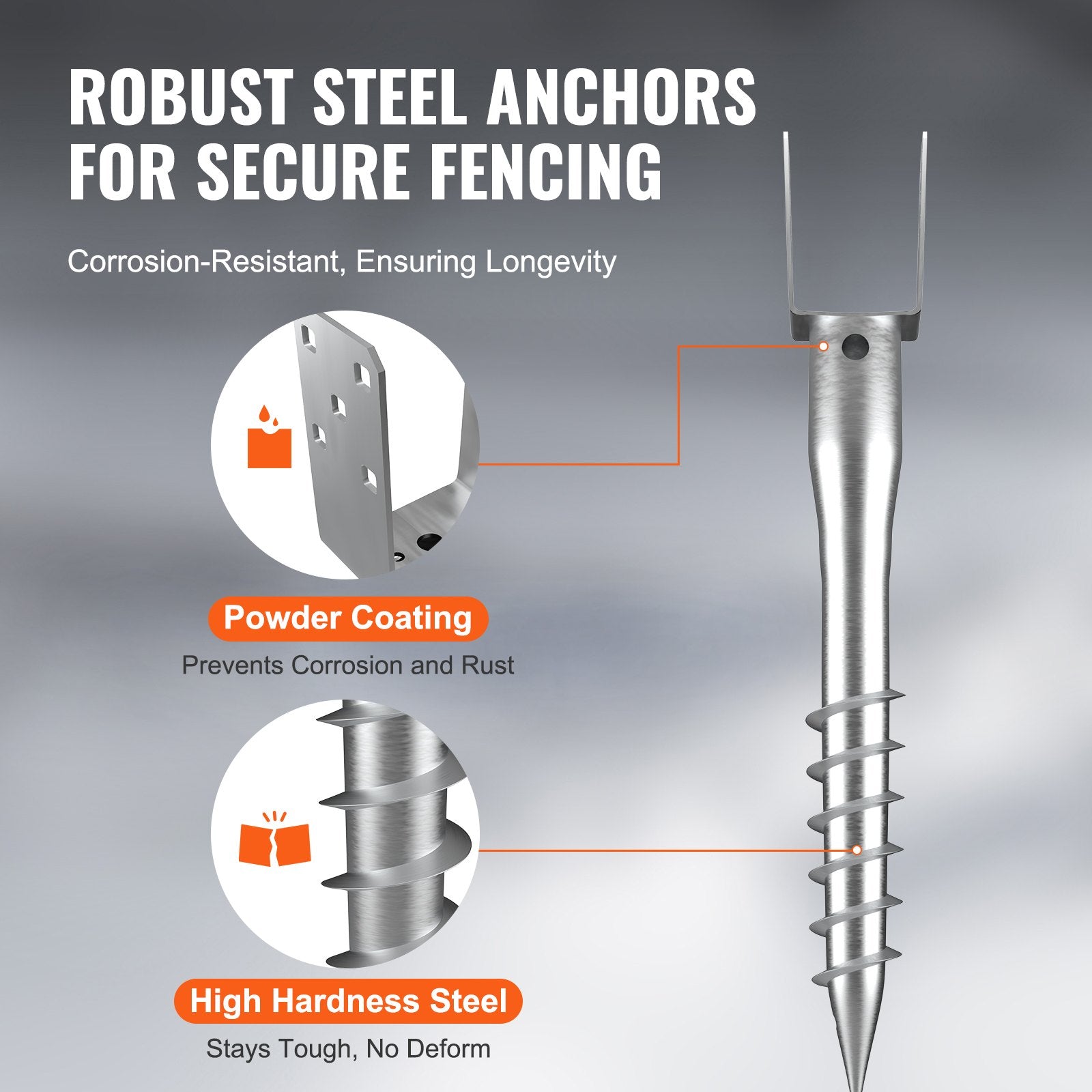 No Dig Ground Anchor 1-Pack 10x7x70cm U-Shape Steel Post Holder with Lag Bolts