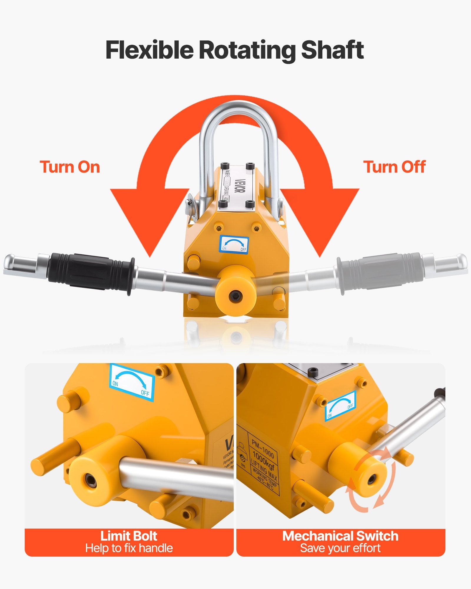 Permanent Magnetic Lifter 400kg N42 Neodymium with Hook & Release Handle