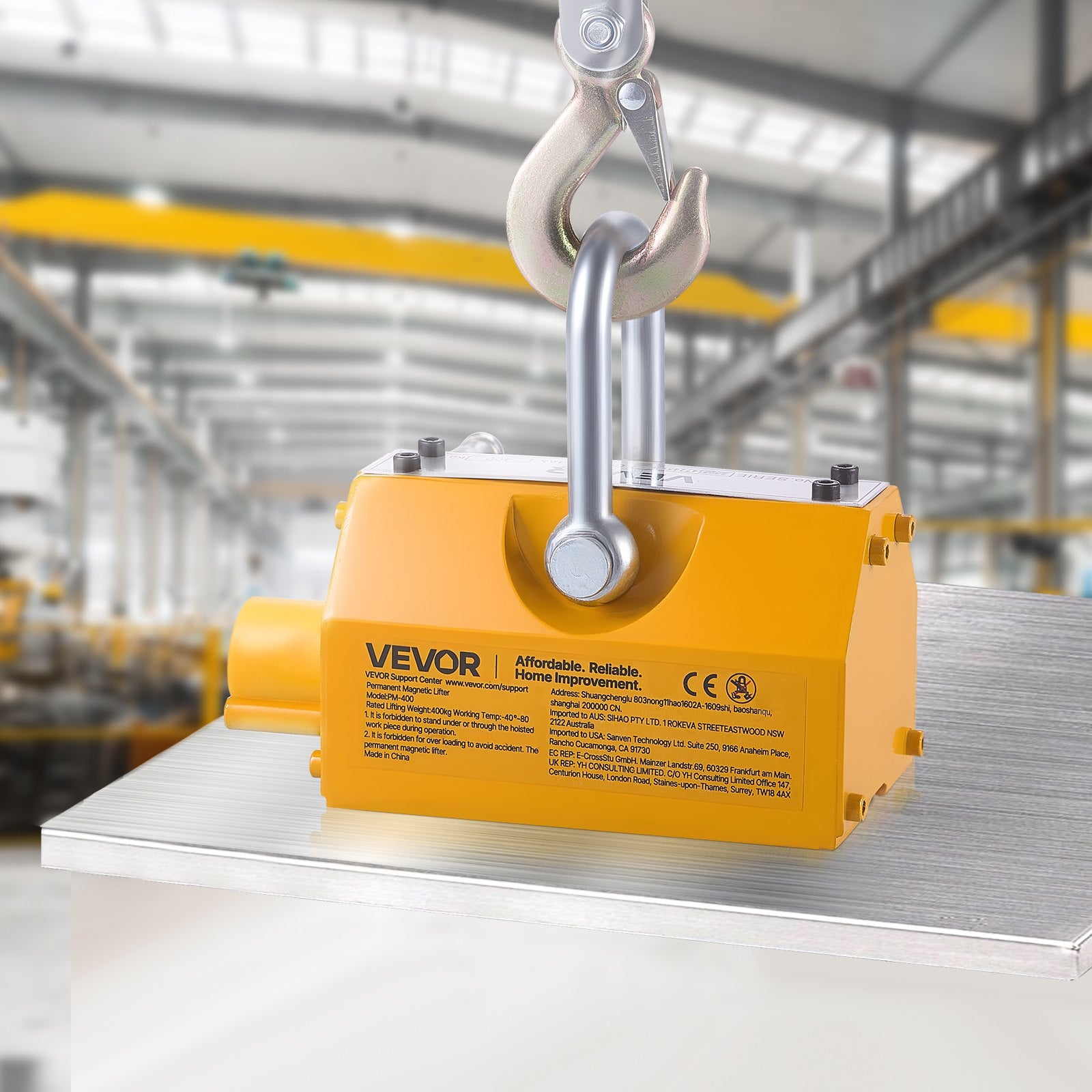 Permanent Magnetic Lifter 400kg N42 Neodymium with Hook & Release Handle
