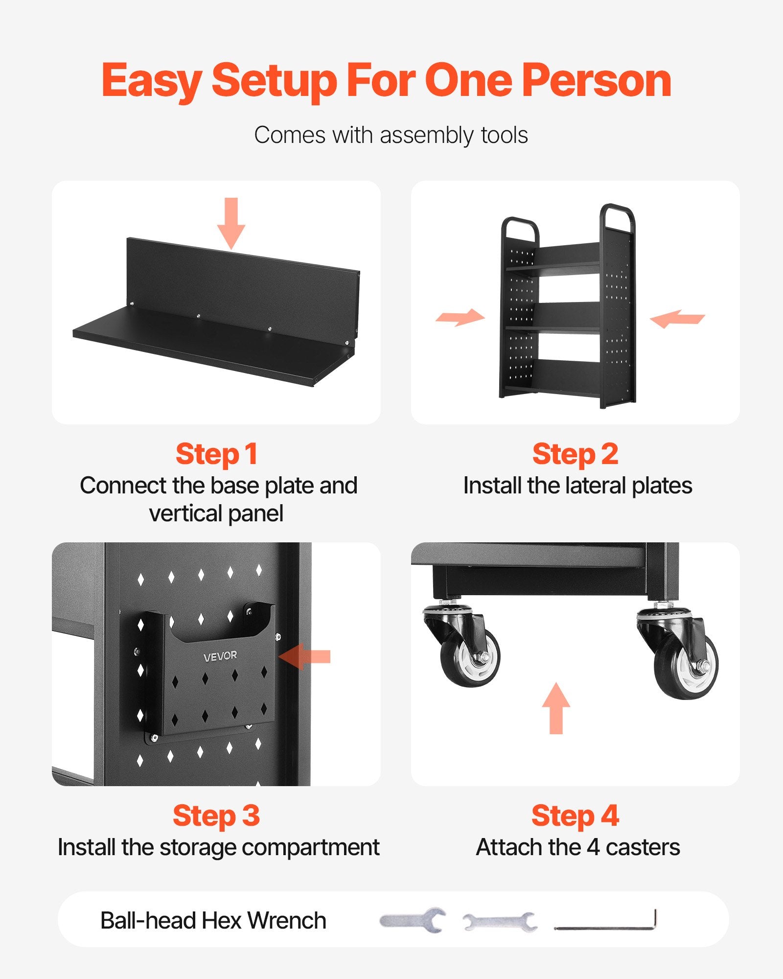 Rolling Library Book Cart 150kg, 77x38x122cm, Single-Sided V Shelves with Lockable Wheels