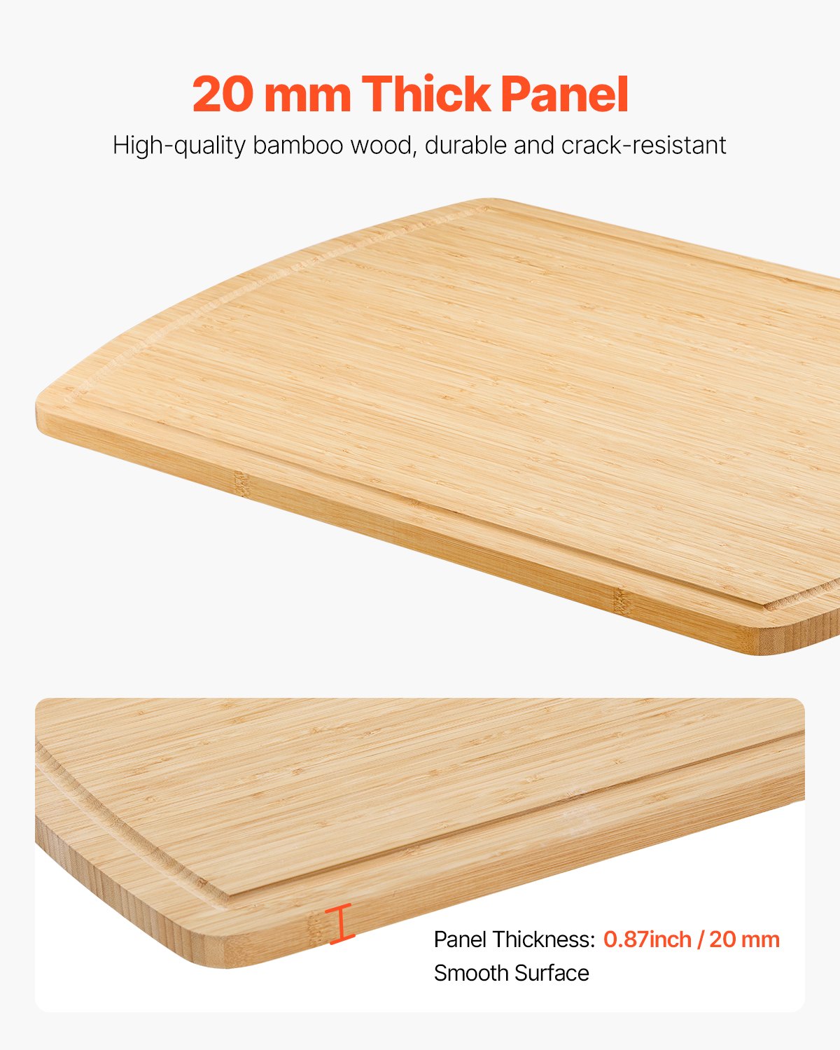 Bamboo Noodle Board Stove Top Cover Cutting Board with Juice Grooves