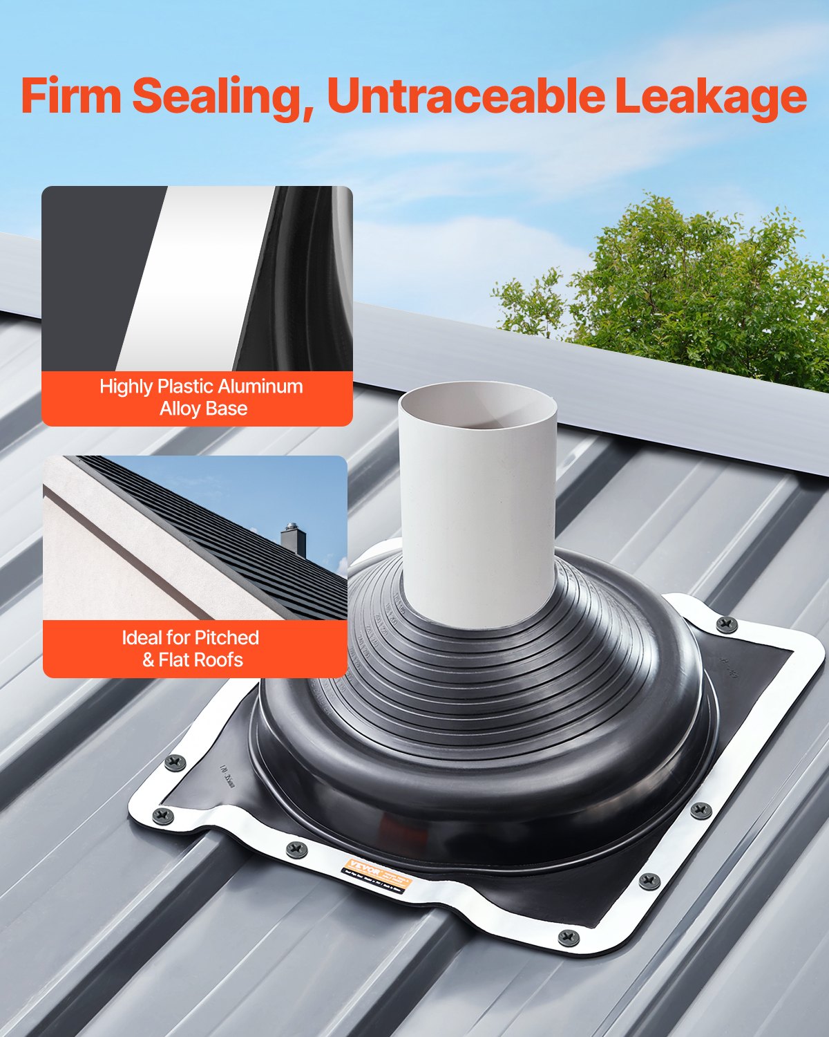 2 Pcs Roof Pipe Flashing Boots, Flexible EPDM Pipe Flashing 170-355mm Metal
