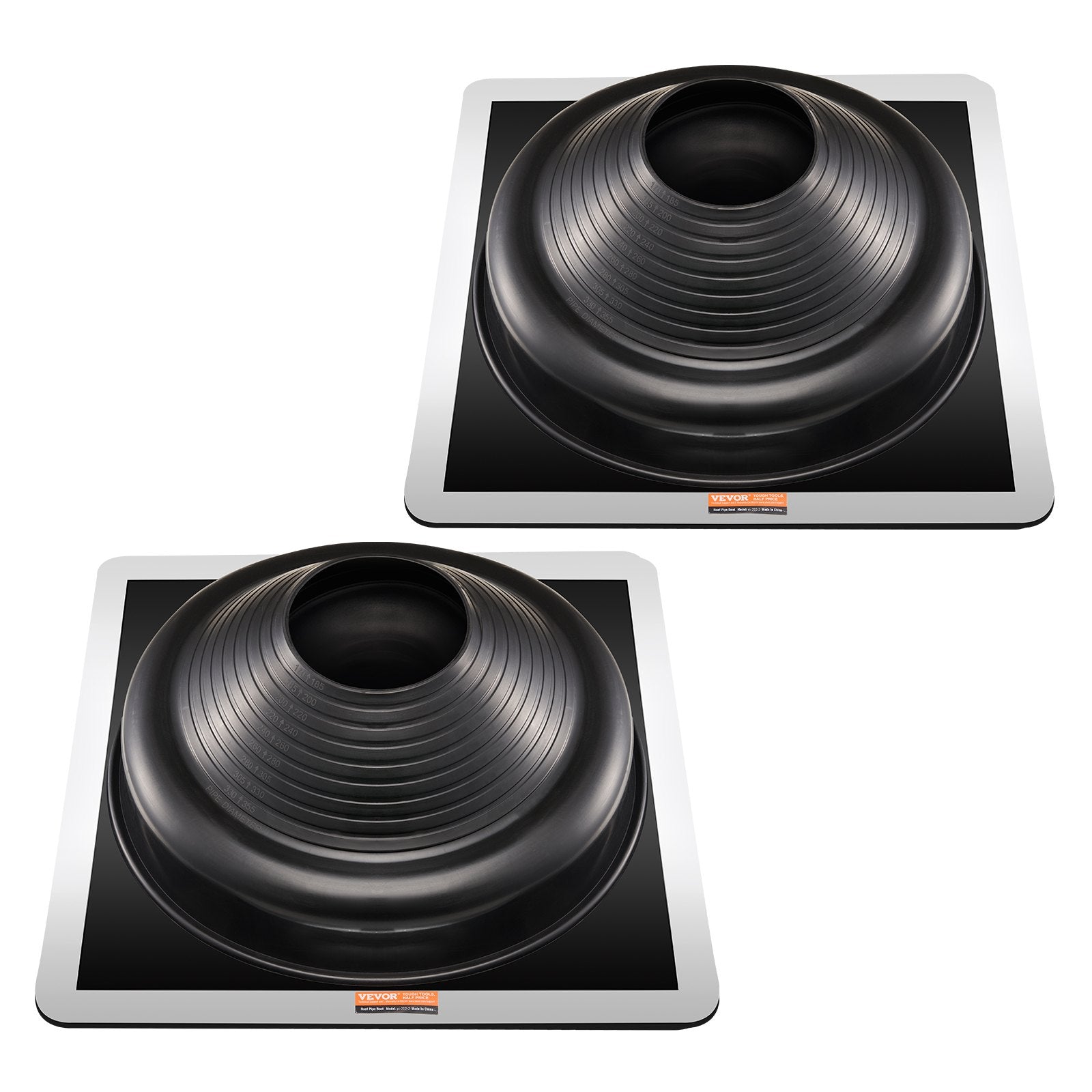 2 Pcs Roof Pipe Flashing Boots, Flexible EPDM Pipe Flashing 170-355mm Metal