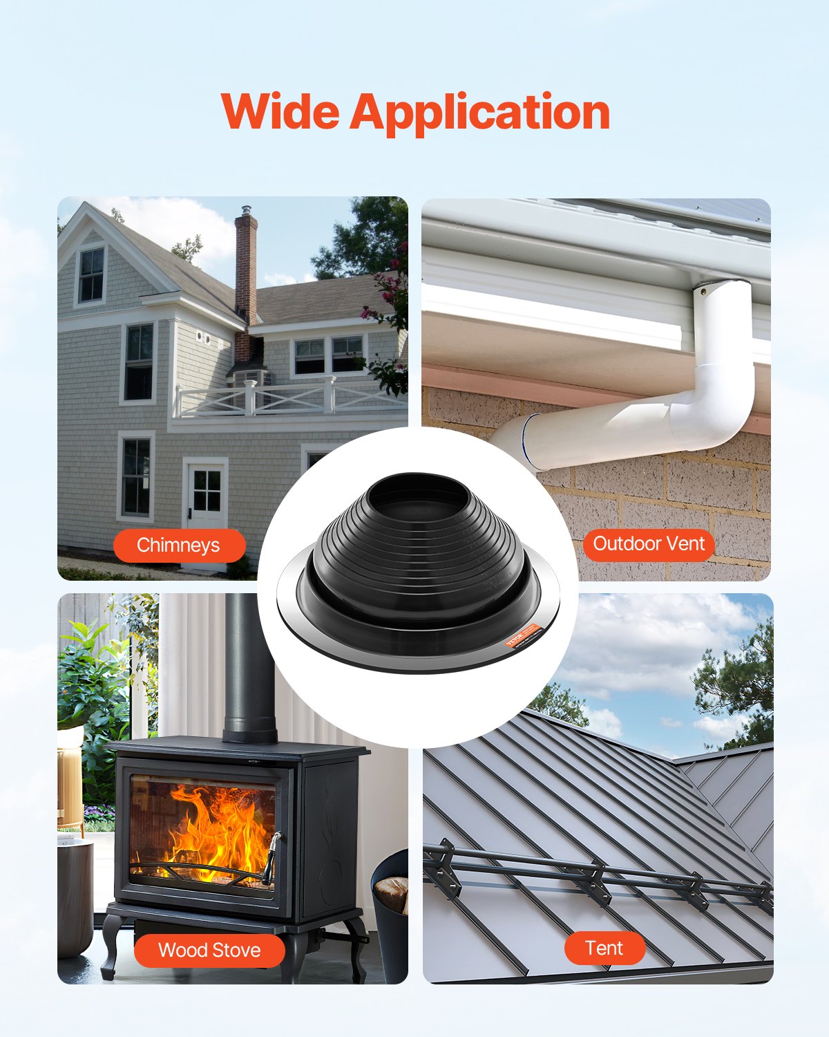 2 Pcs Roof Pipe Flashing Boots, Flexible EPDM Pipe Flashing 150-280mm Black